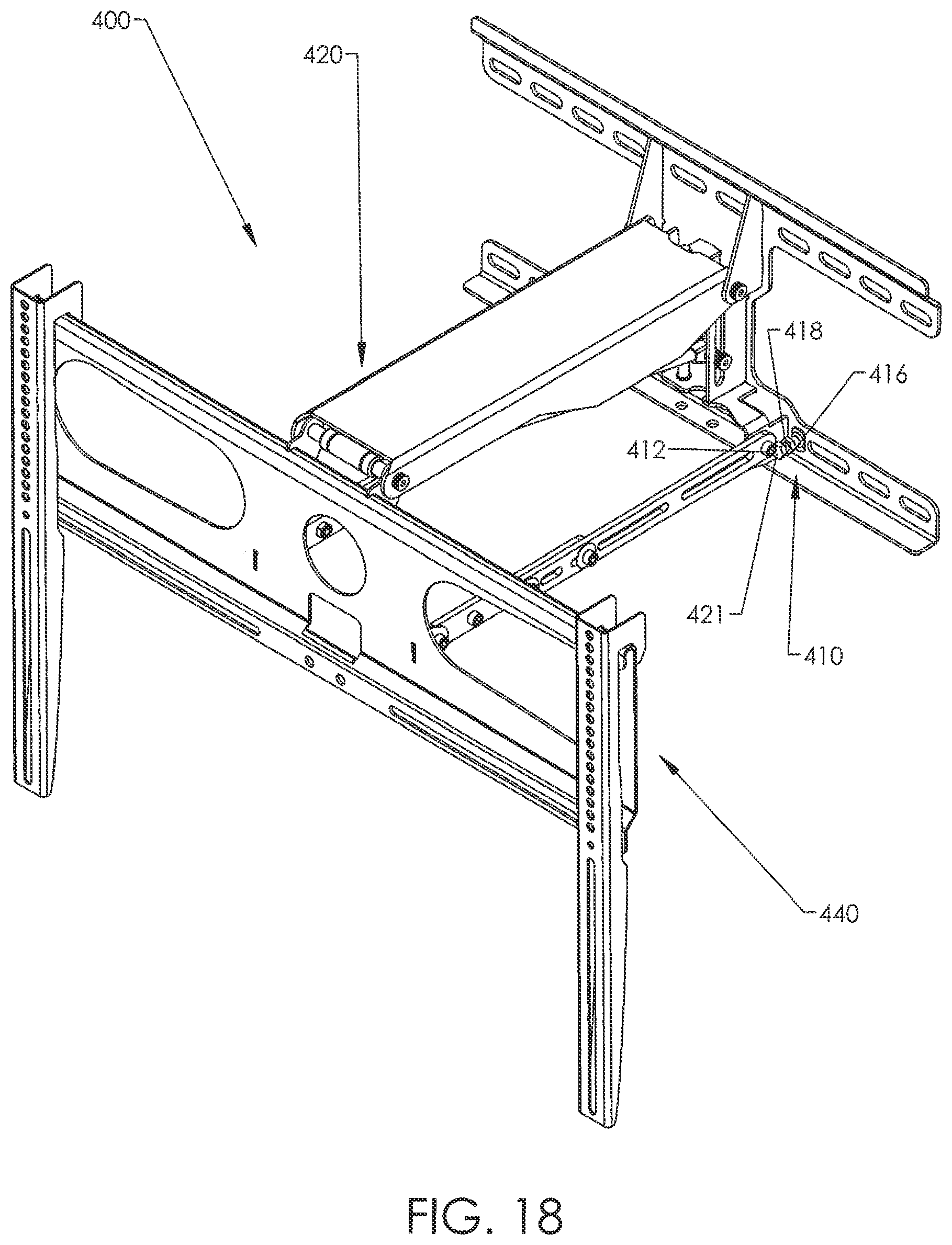 Patent US11781703 Figure 11 – Adjustable mounting systems for televisions