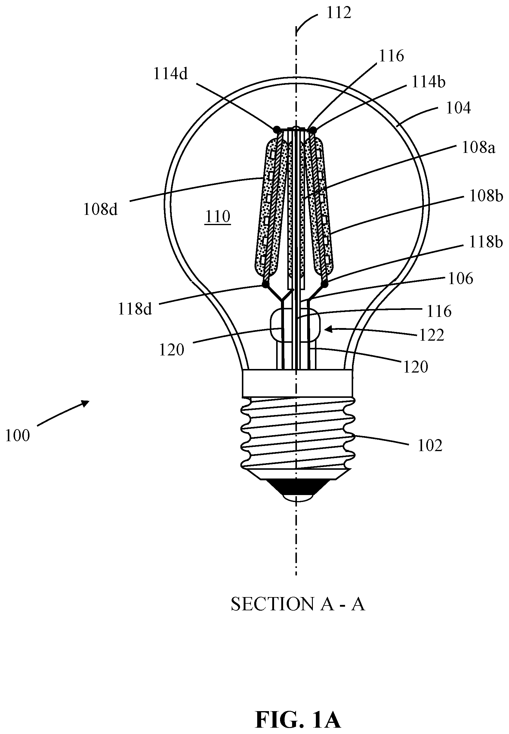 Patent US11781714 Figure 1 – LED-filaments and LED-filament lamps