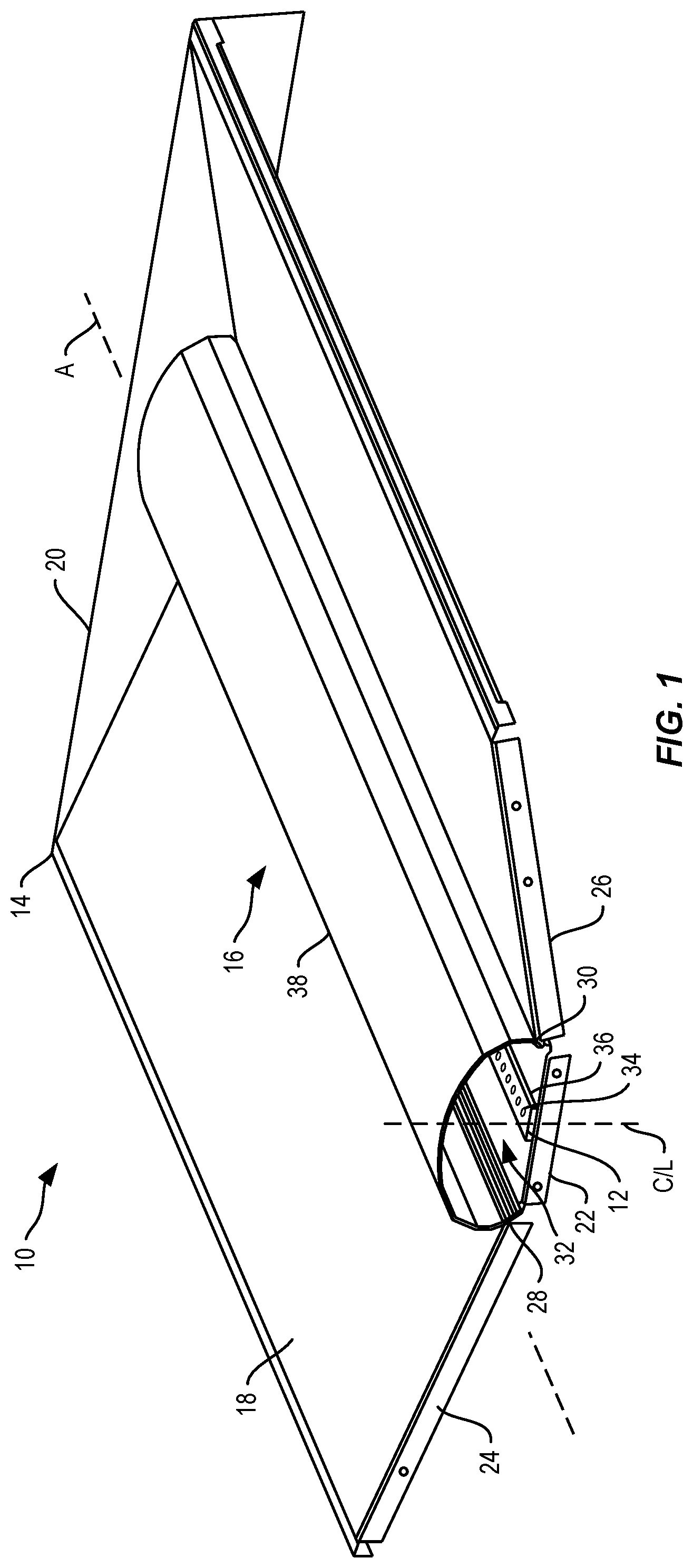 Patent US11781732 Figure 1 – Lighting fixture with lens assembly for reduced glare