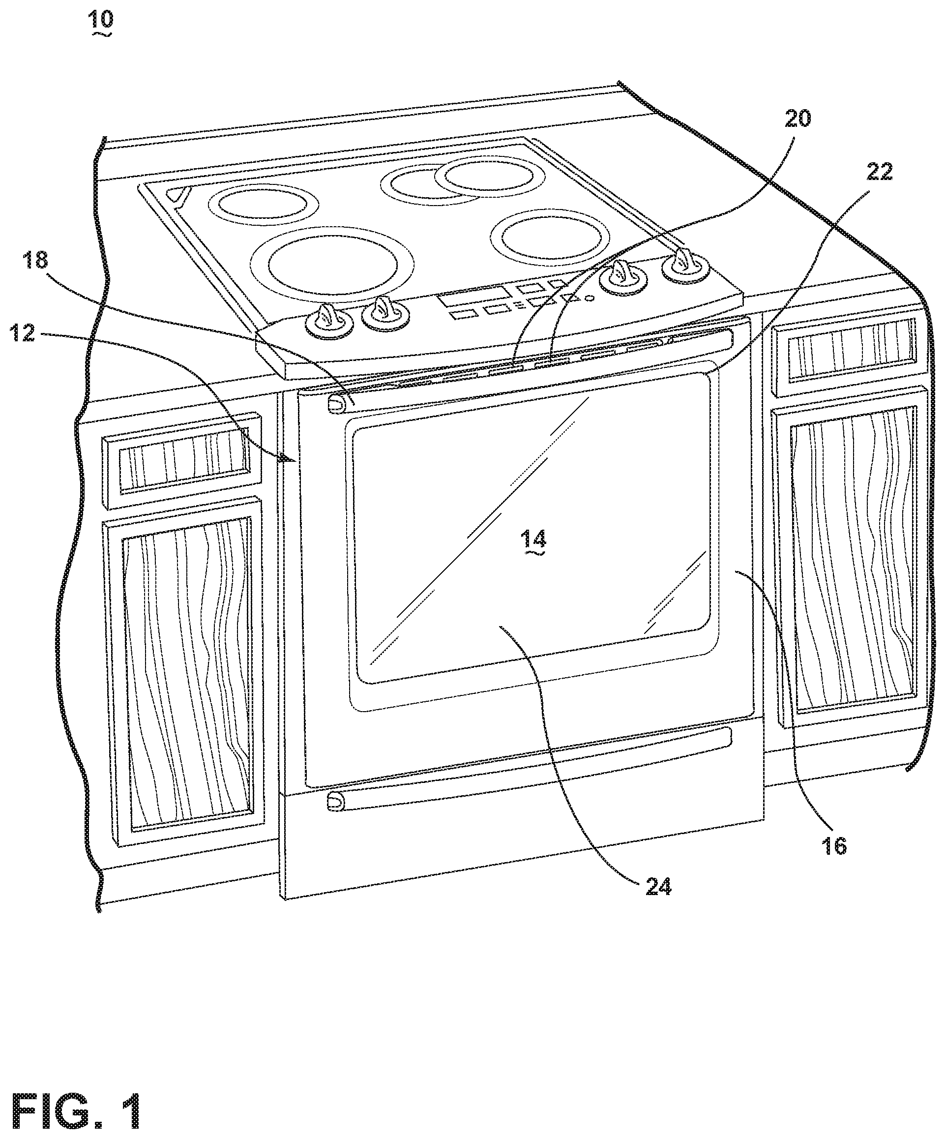 Patent US11781750 — Oven door assembly — Figure 1