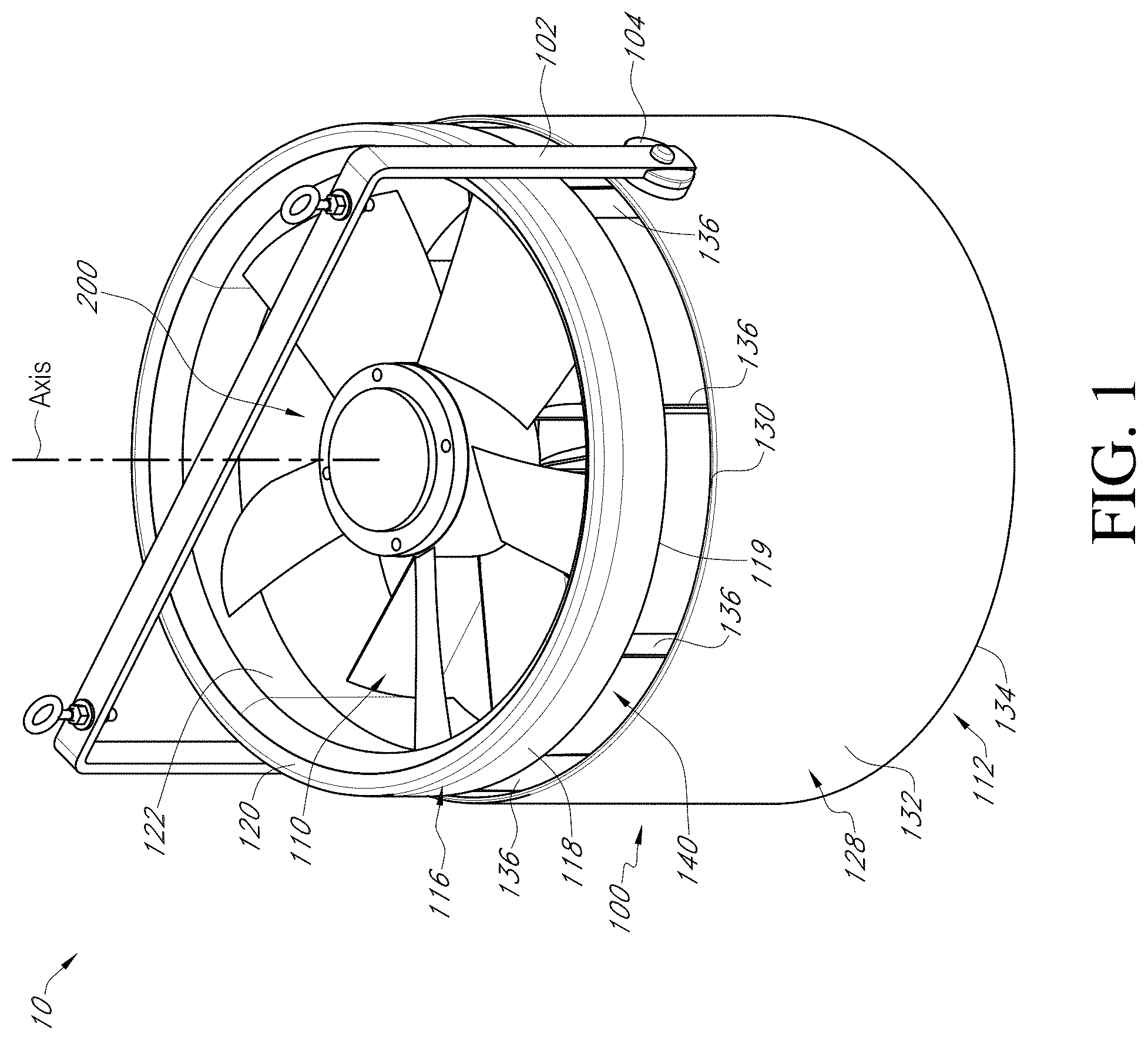 Patent US11781761 — Air moving device with bypass intake — Figure 1