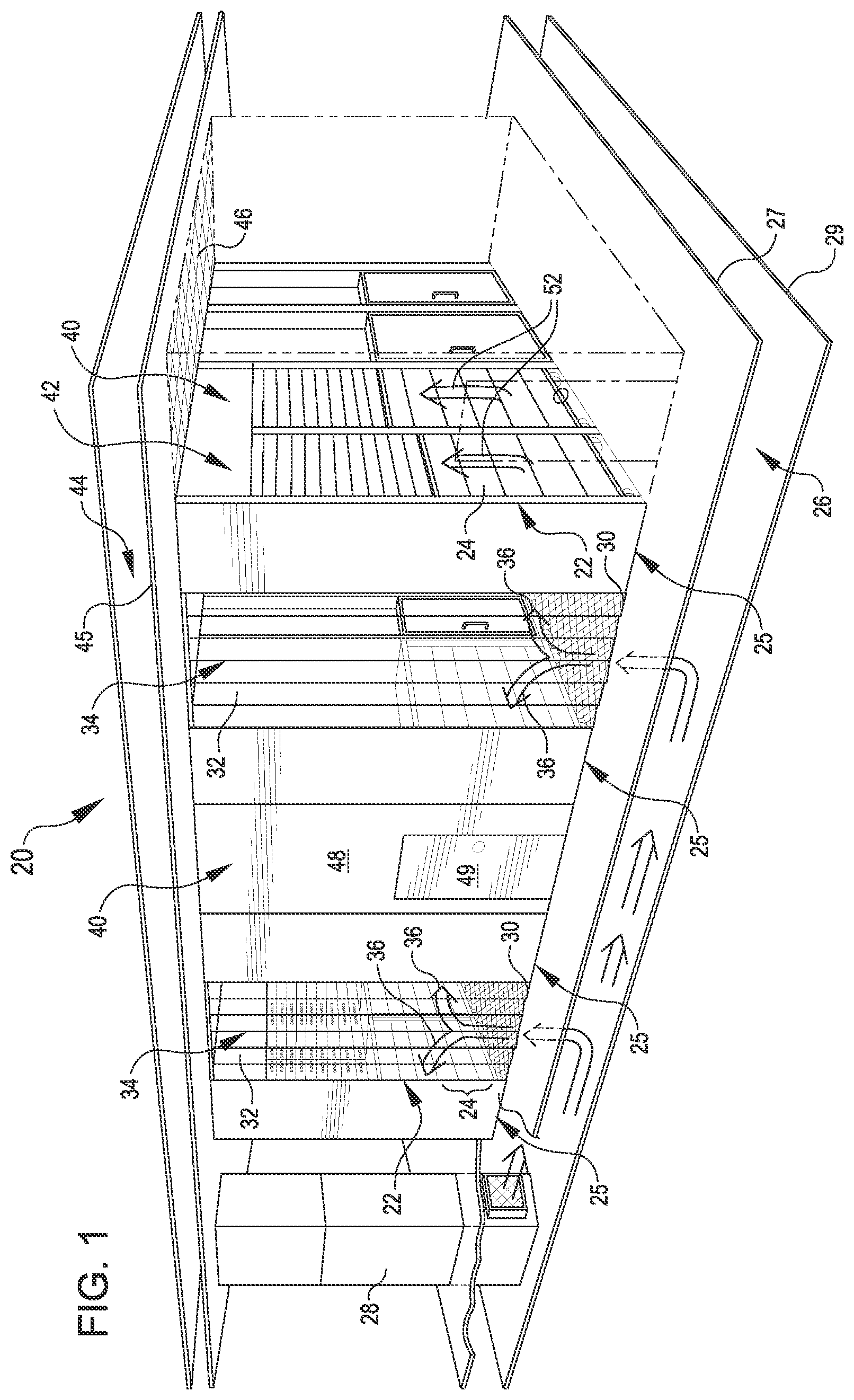 Patent US11781780 — Moveable airflow barrier for throughput control in cooling unit — Figure 1