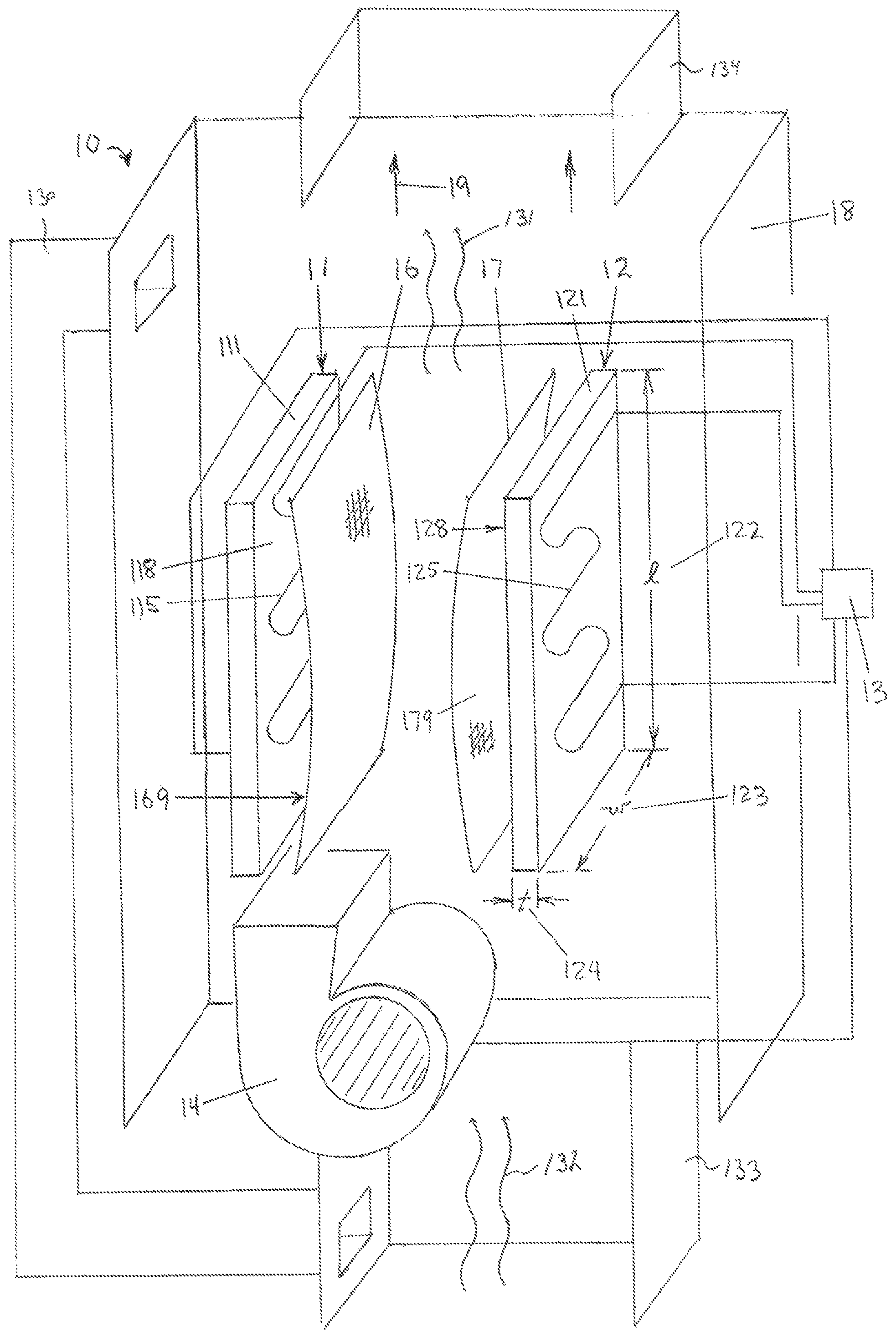 Patent US11781783 — Electric resistance radiant furnace having a short cycle air pass — Figure 1