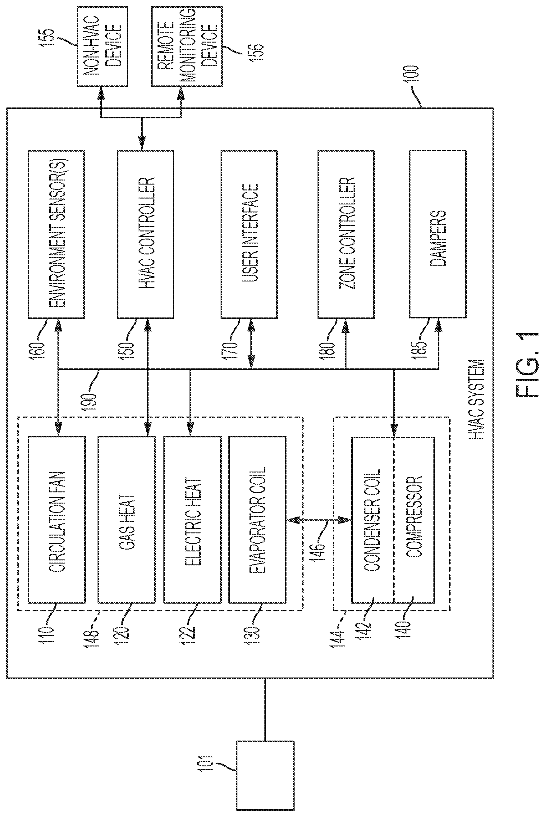 Patent US11781793 — Control systems and methods for preventing evaporator coil freeze — Figure 1