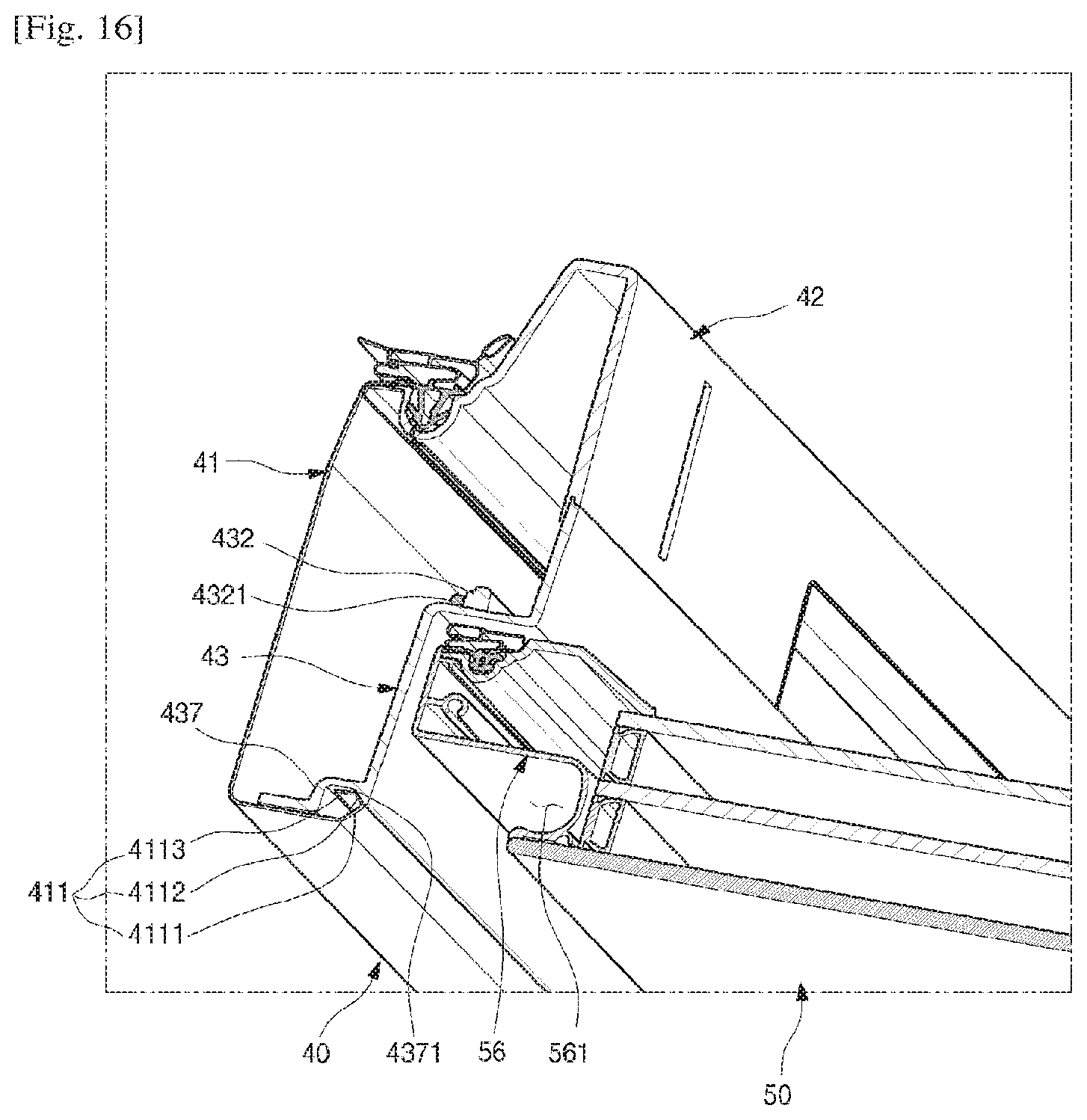 Patent US11781806 Figure 16 – Refrigerator having panel assembly