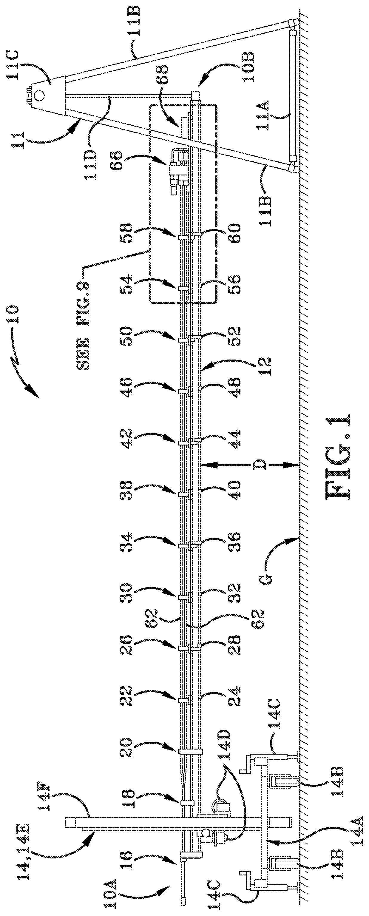 Patent US11781823 — Method of using a lance cleaning system with movable support — Figure 1