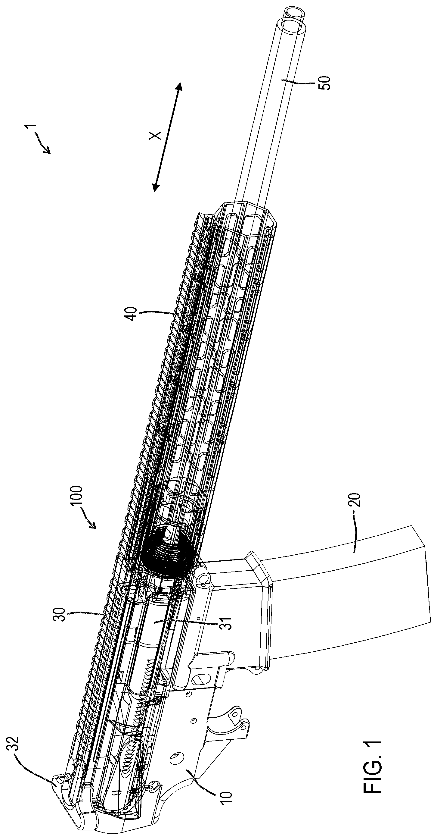 Patent US11781824 — Roller delayed firearm operating system — Figure 1