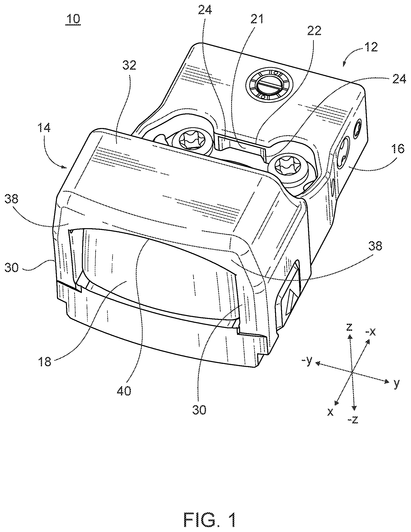 Patent US11781832 — Optical sight with reinforced frame — Figure 1