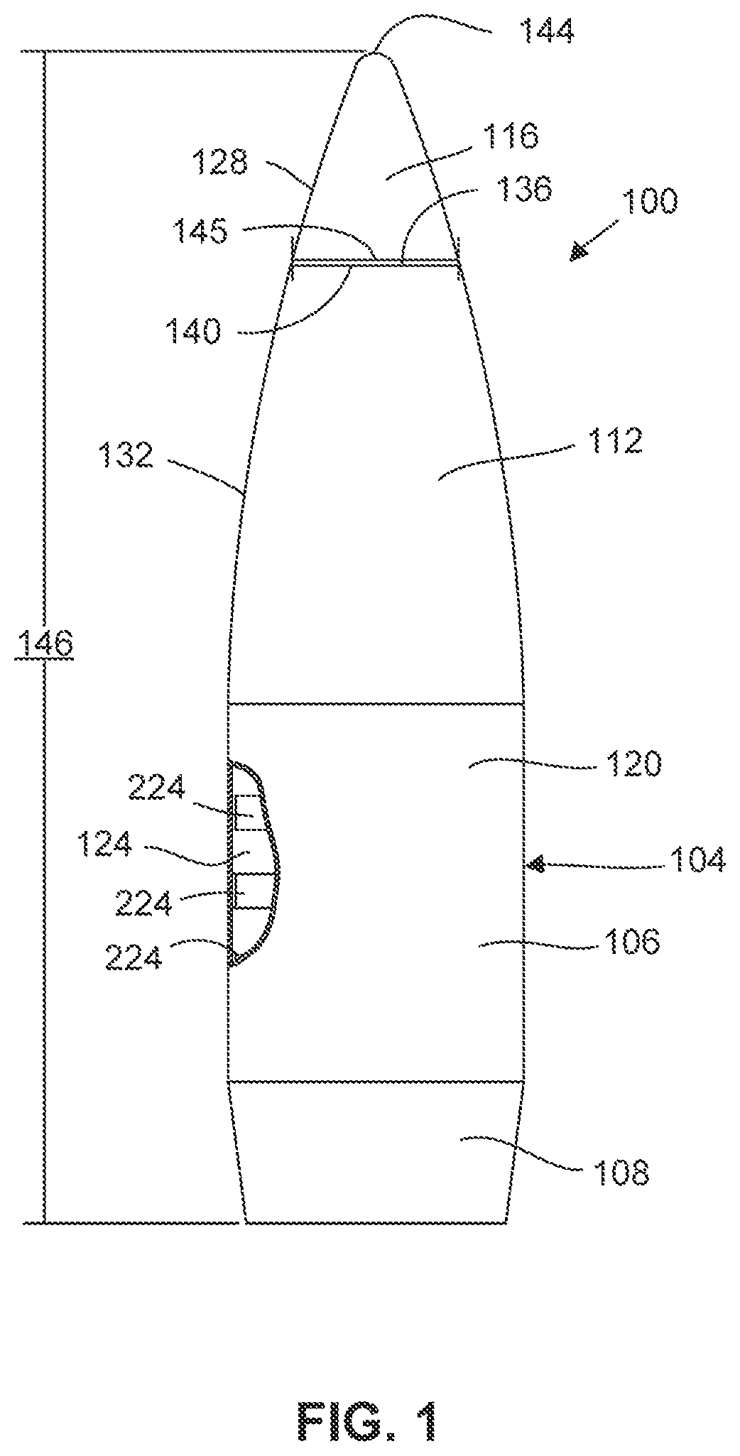 Patent US11781843 — Reduced stiffness barrel fired projectile — Figure 1