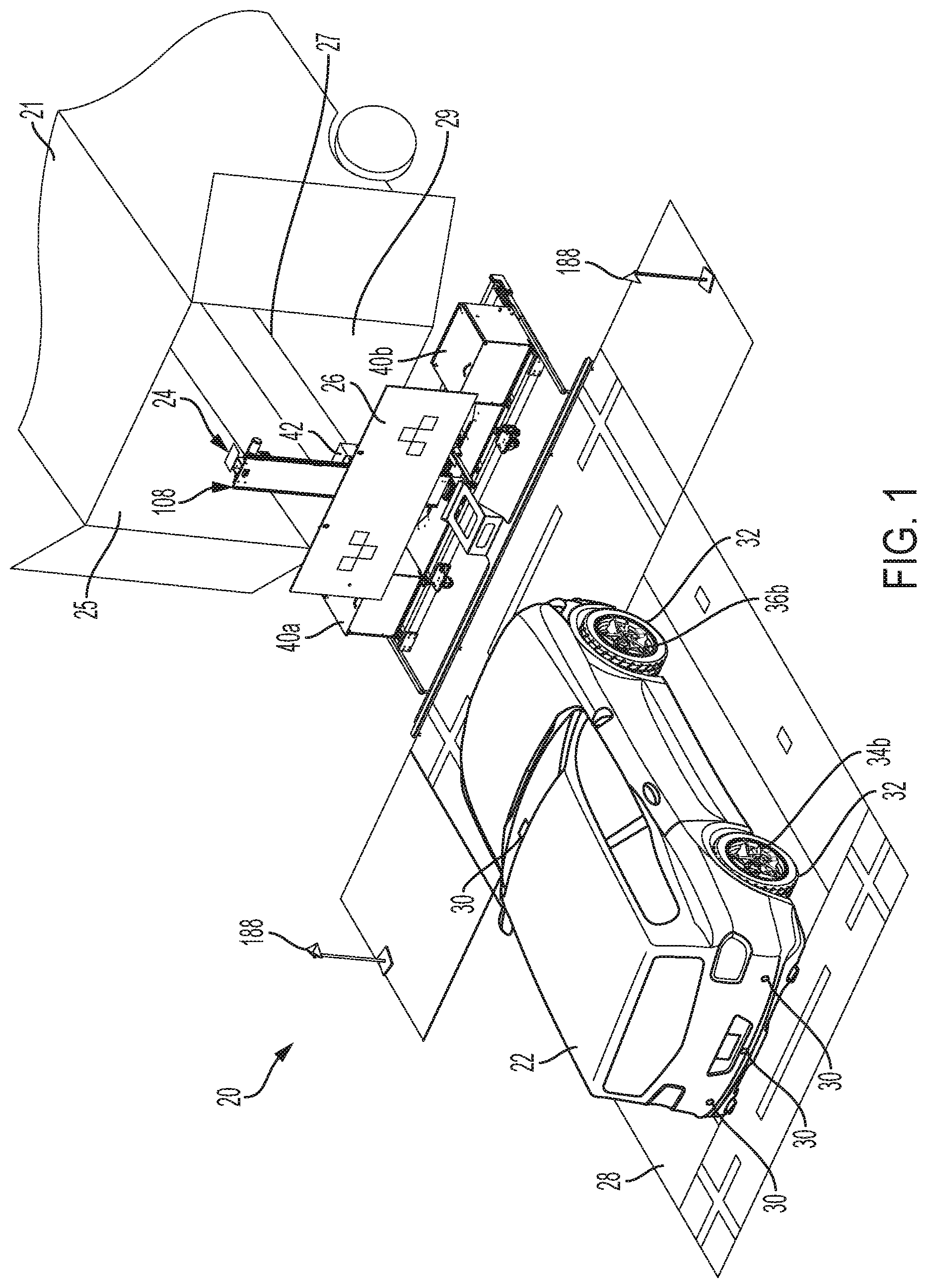 Patent US11781860 Figure 1 – Mobile vehicular alignment for sensor calibration