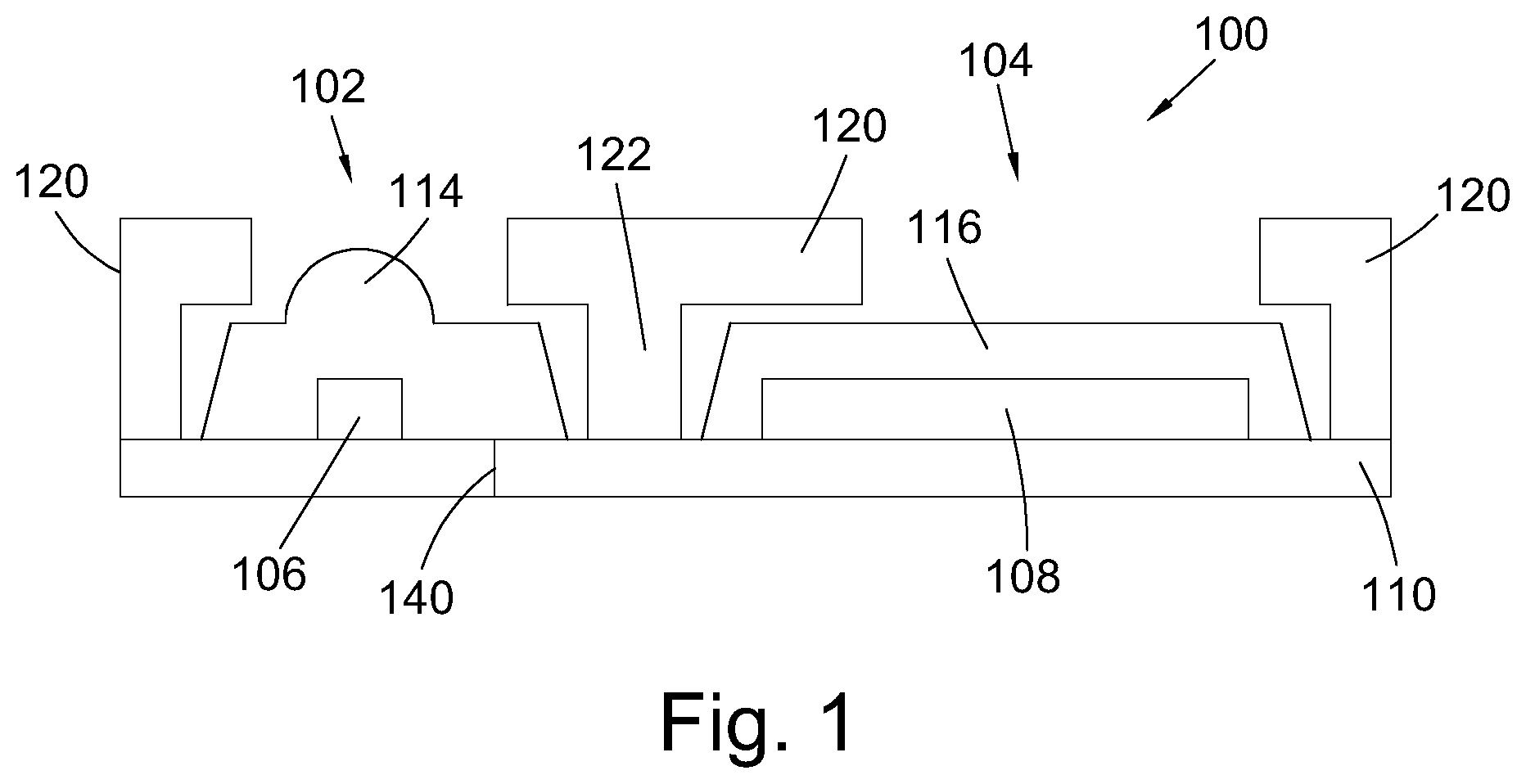 Patent US11781902 — Reducing optical cross-talk in optical sensor modules — Figure 1