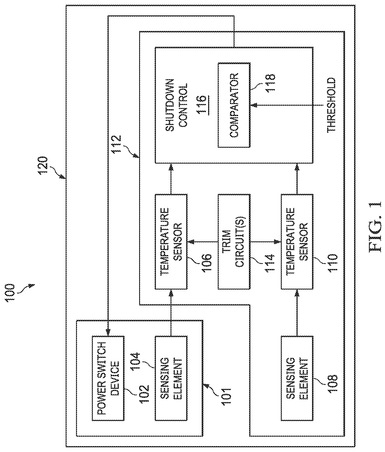 Patent US11781920 — Temperature sensor circuit for relative thermal sensing — Figure 1