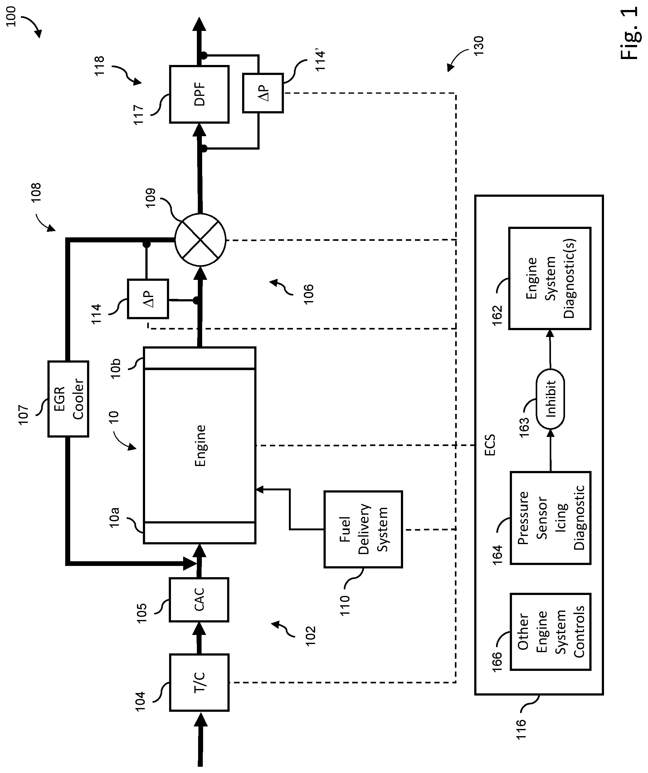 Patent US11781944 — Detection of delta pressure sensor icing — Figure 1