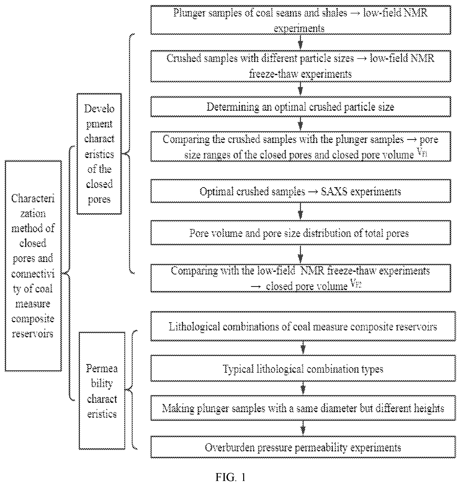 Patent US11781962 — Characterization method of closed pores and connectivity of coal measure composite reservoirs — Figure 1