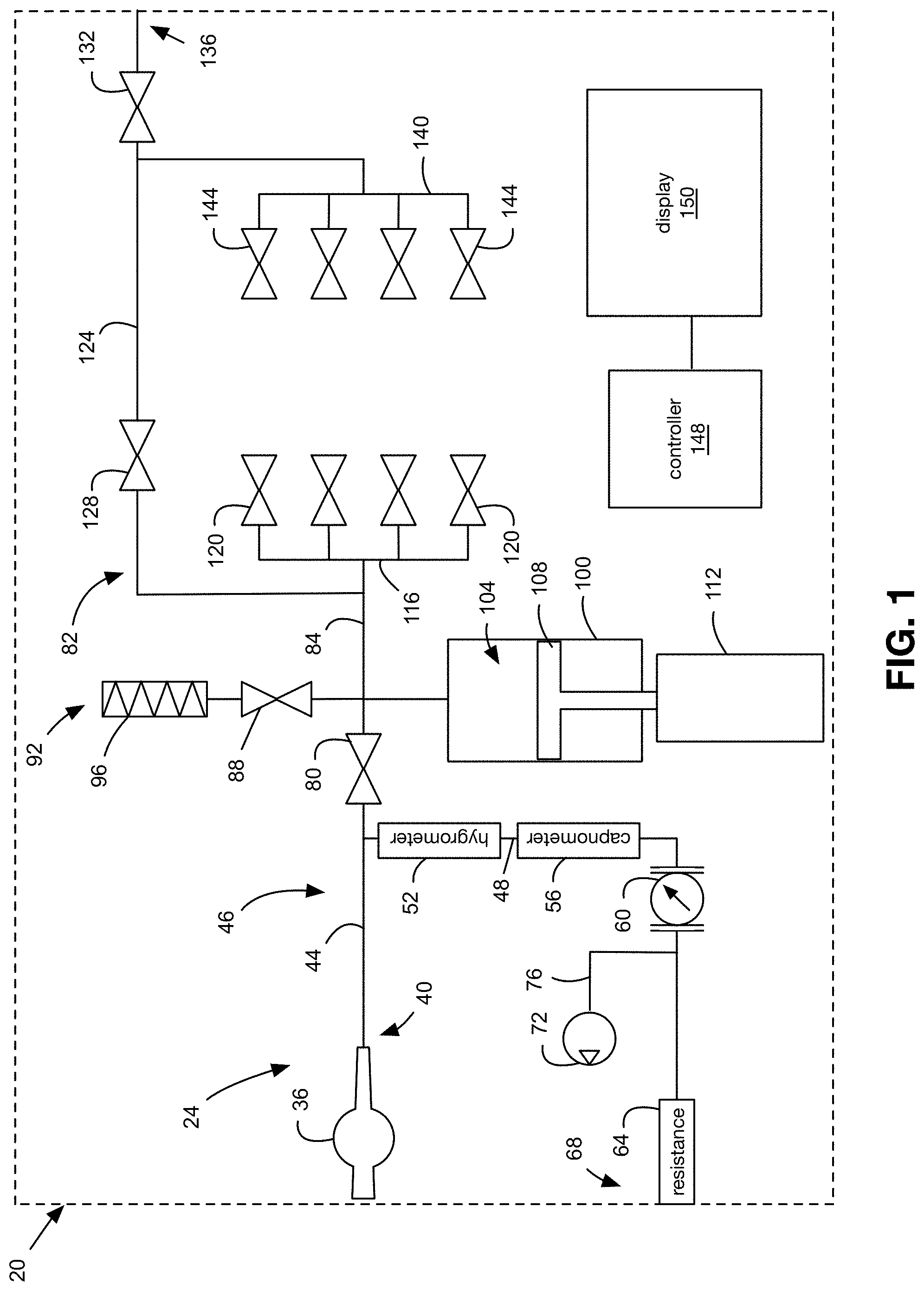 Patent US11782049 — Apparatus and method for collecting a breath sample using a container with controllable volume — Figure 1