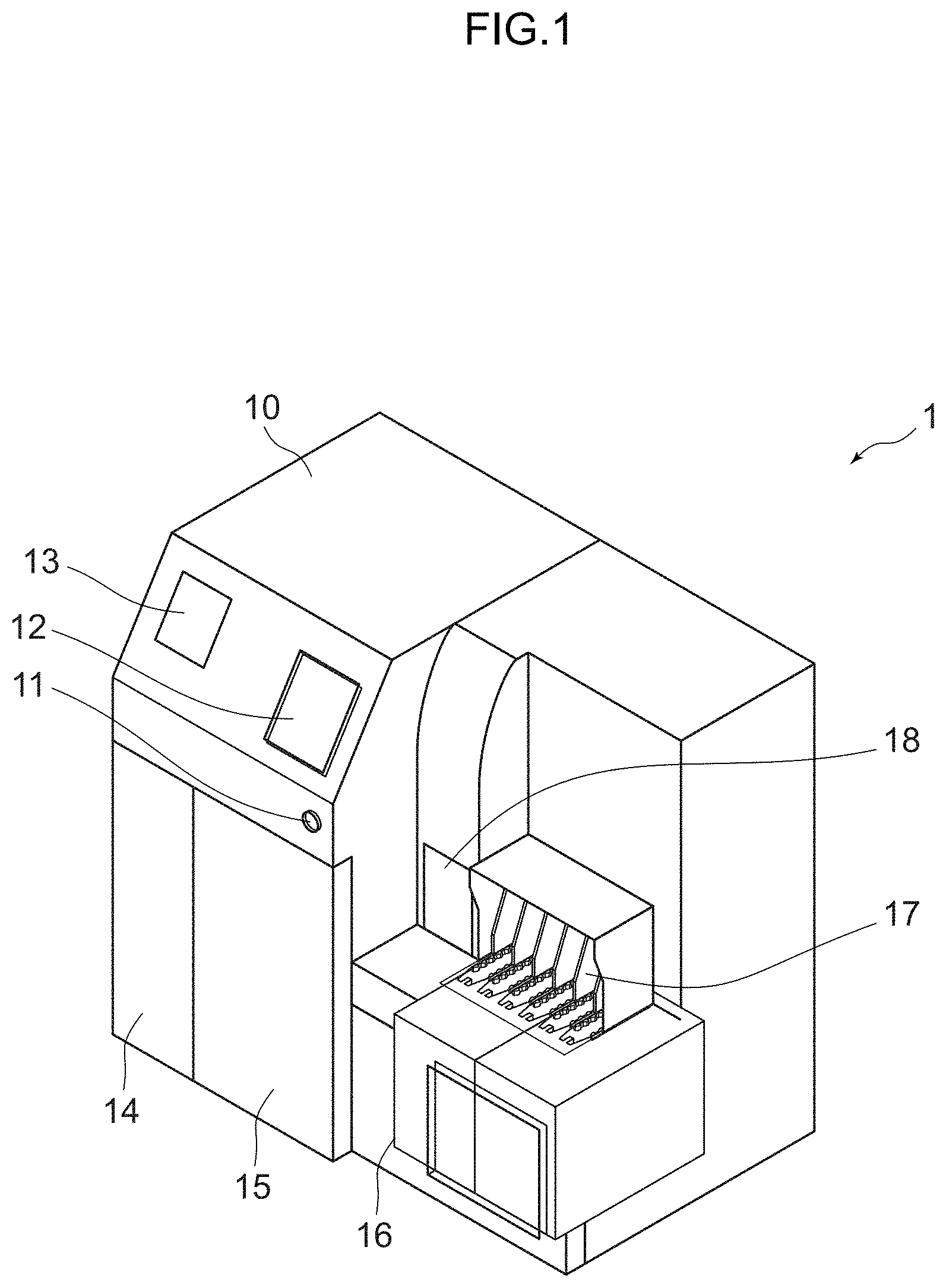 Patent US11782066 — Reagent storage device, reagent storage method, and shutter — Figure 1