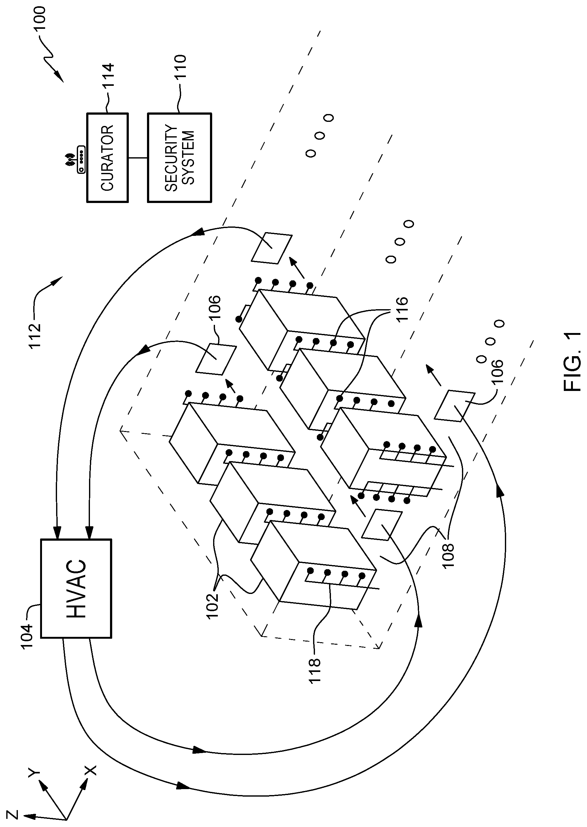 Patent US11782068 — Indoor intrusion detection — Figure 1