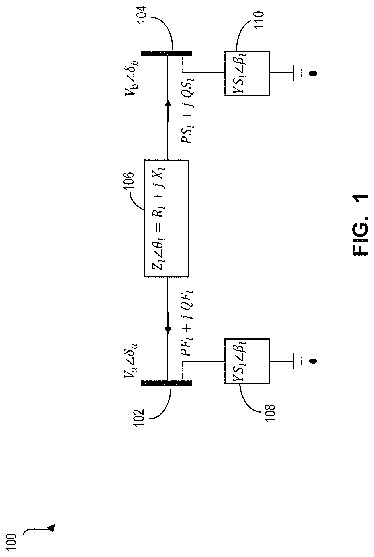 Patent US11782077 — System and method for performing a line-wise power flow analysis for a power system — Figure 1