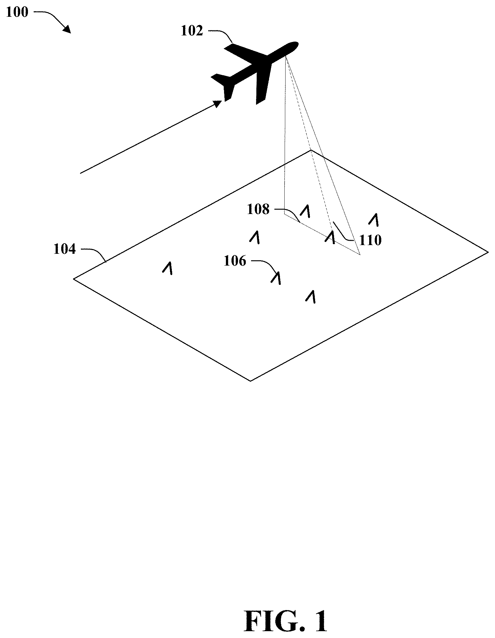 Patent US11782154 — Terrain-aided position determination using range angle radar altimetry — Figure 1