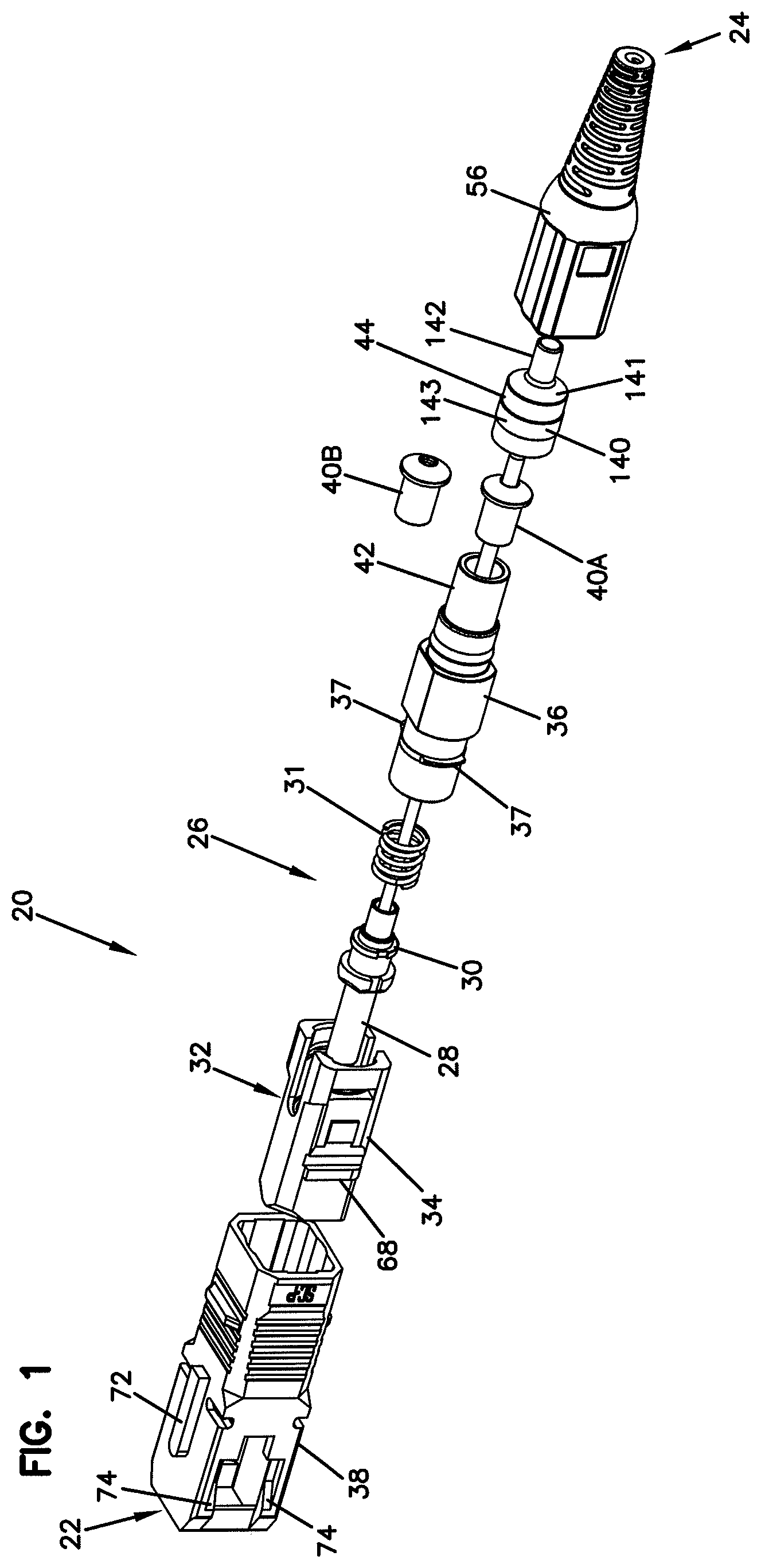 Patent US11782224 — Fiber optic connector — Figure 1