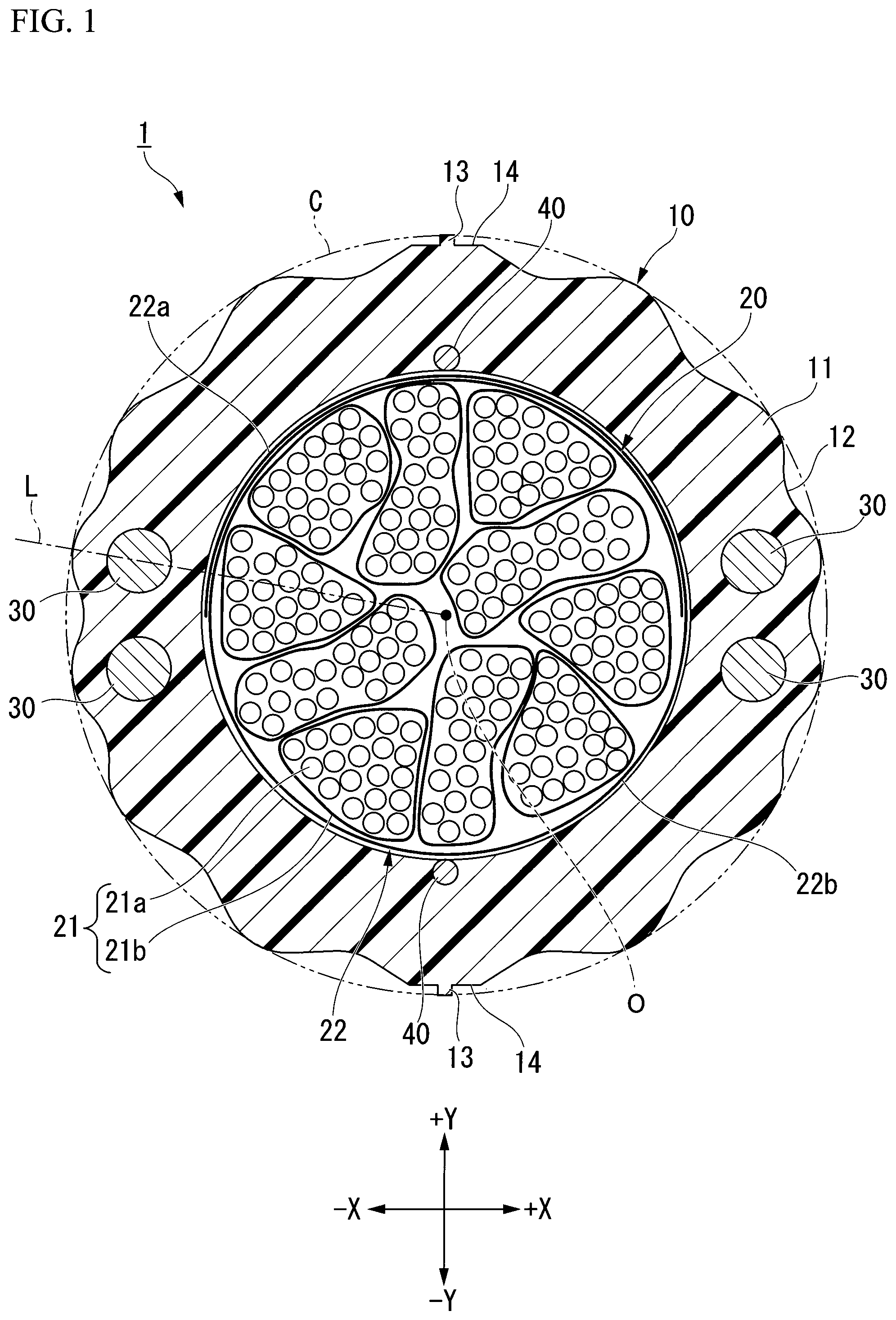 Patent US11782228 — Optical fiber cable — Figure 1