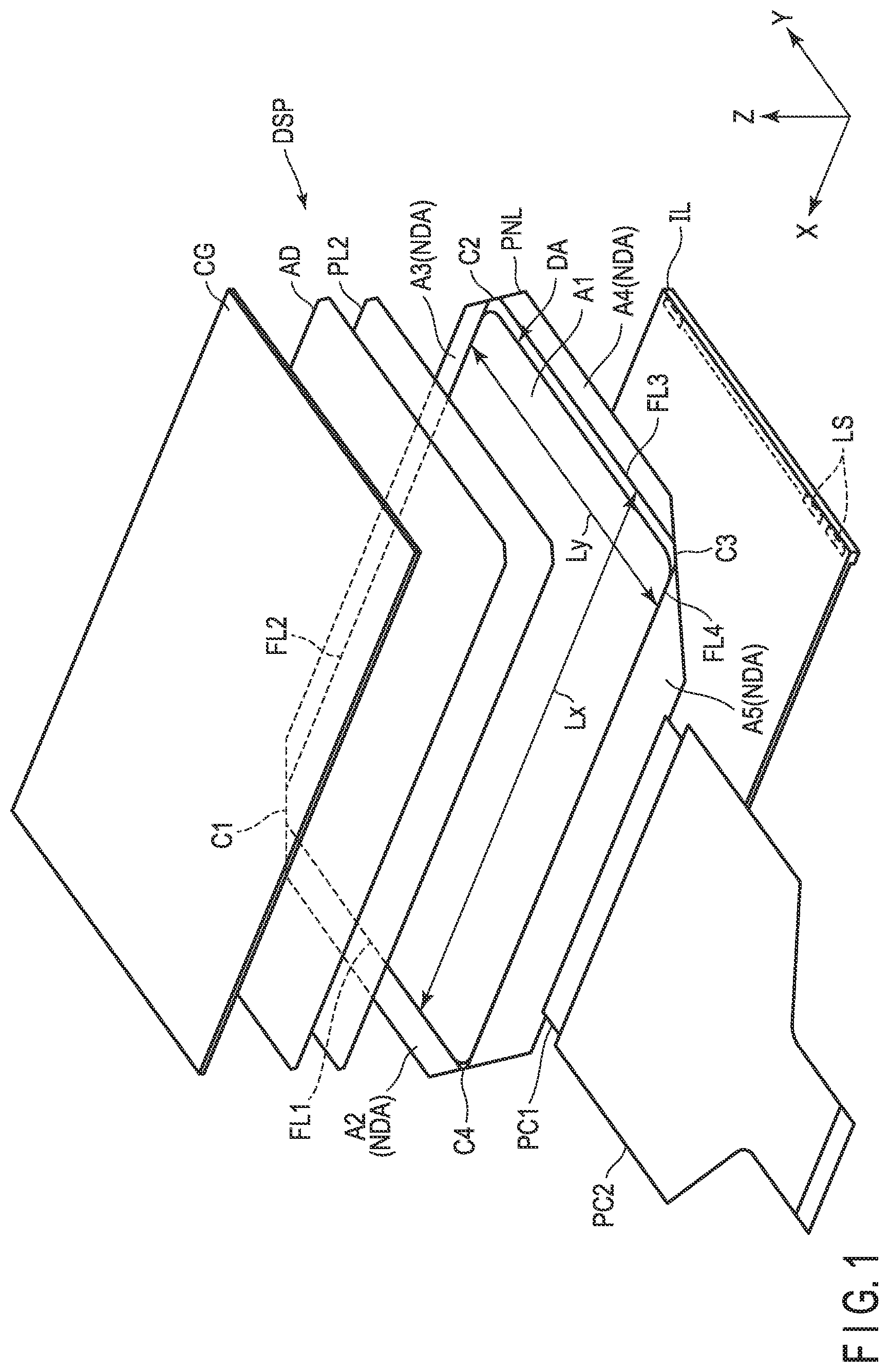Patent US11782299 — Display device — Figure 1