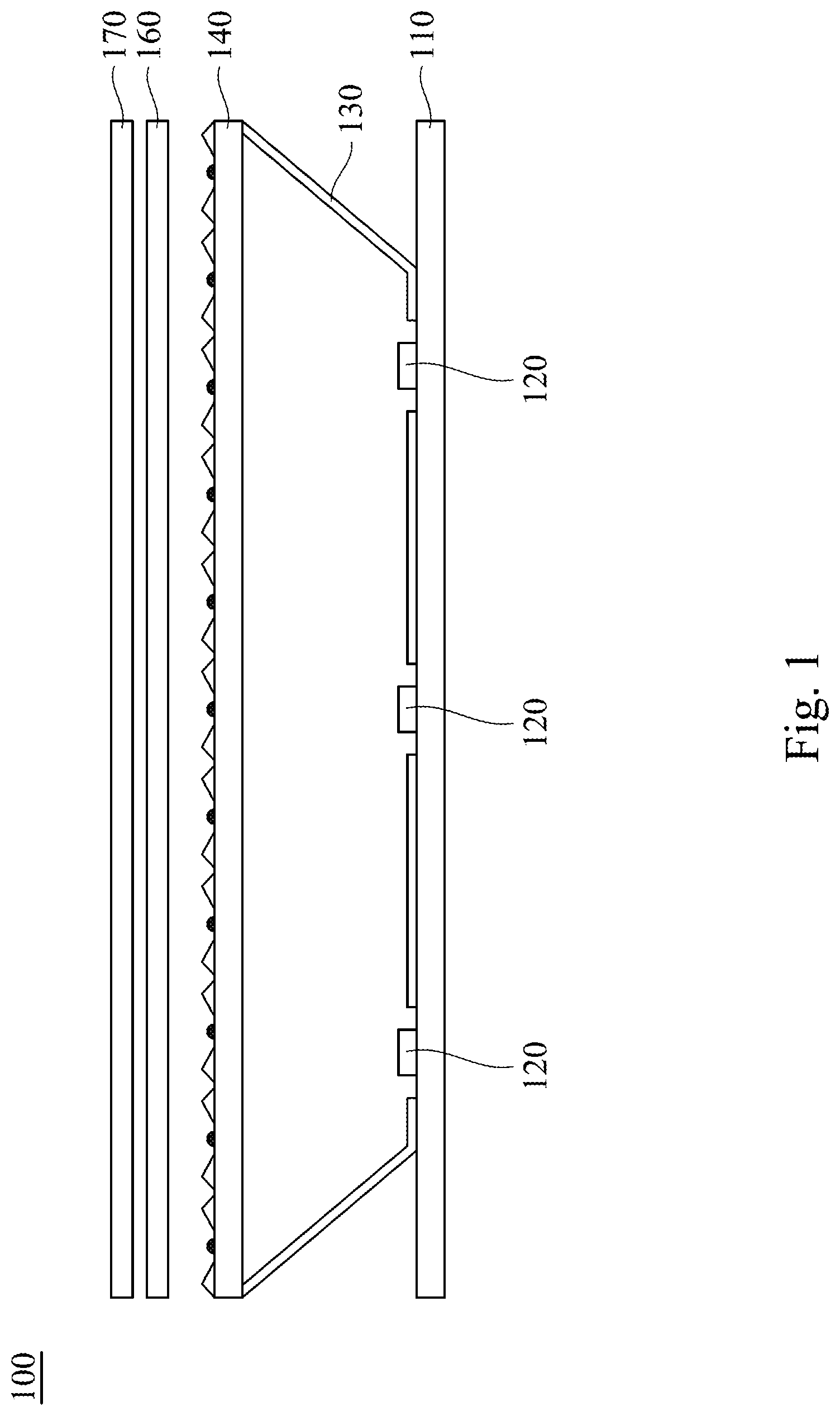 Patent US11782307 — Backlight module of display device — Figure 1