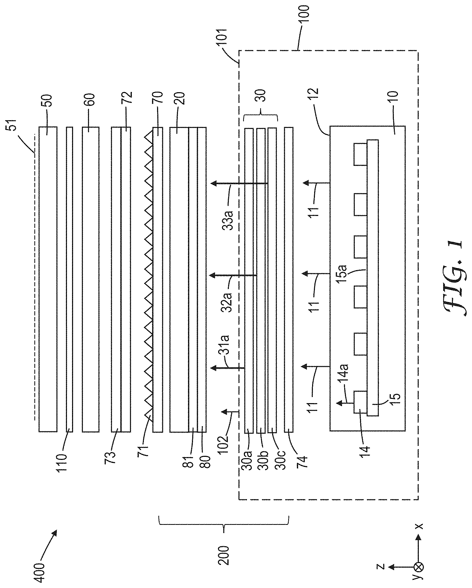 Patent US11782310 — Backlighting for display systems — Figure 1