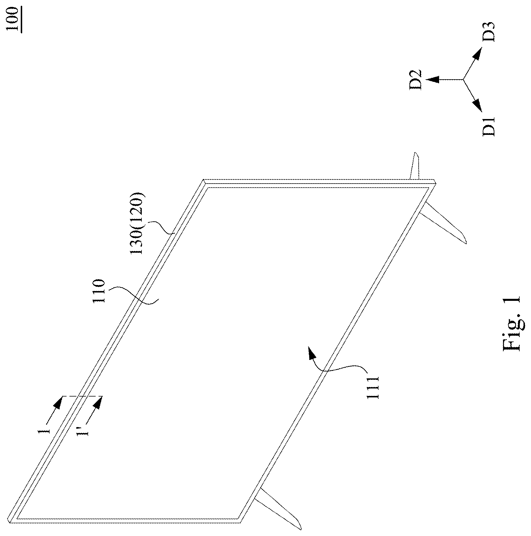 Patent US11782311 — Display device, backlight module, and method for assembling backlight module — Figure 1