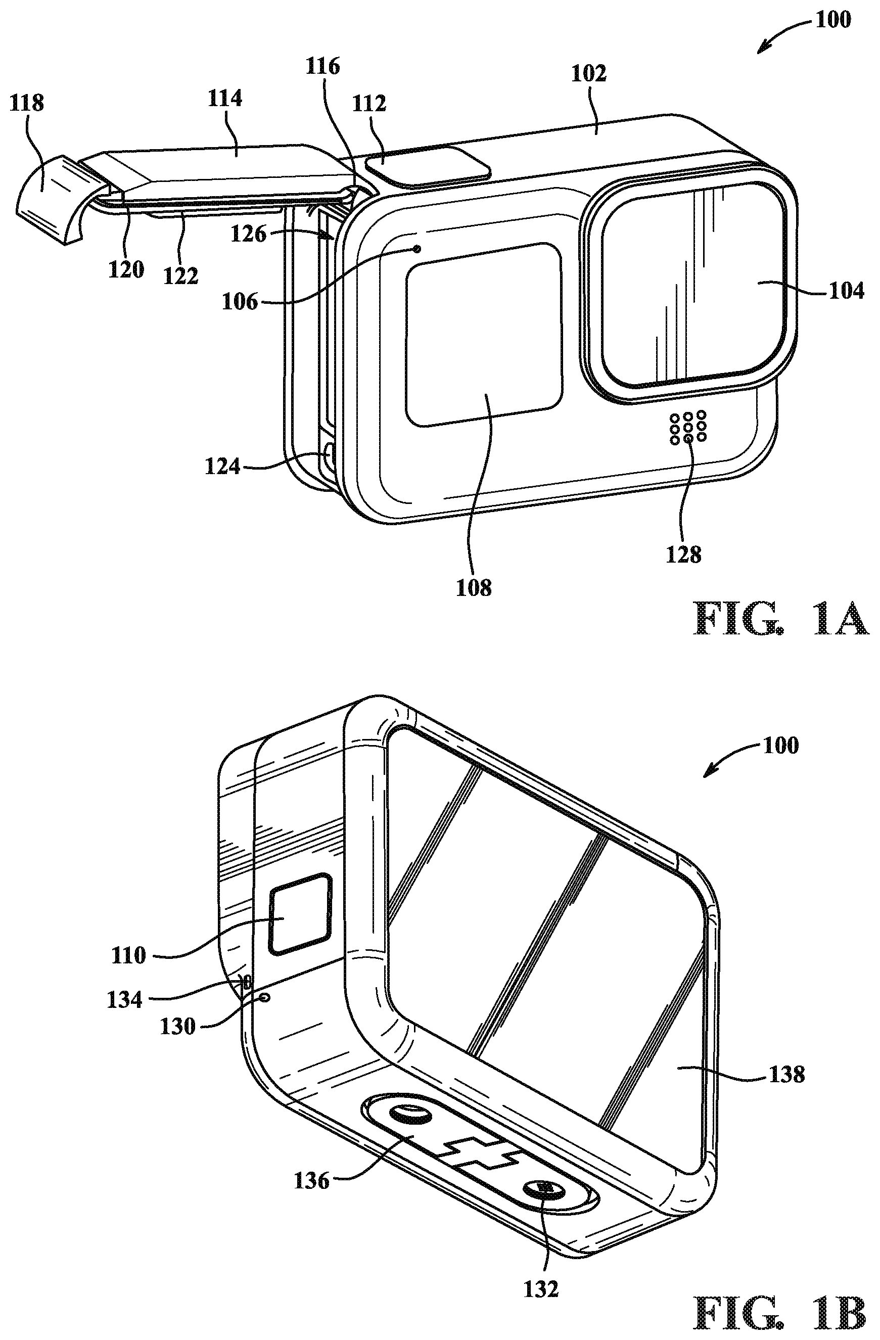 Patent US11782327 — Removable battery door assemblies for image capture devices — Figure 1