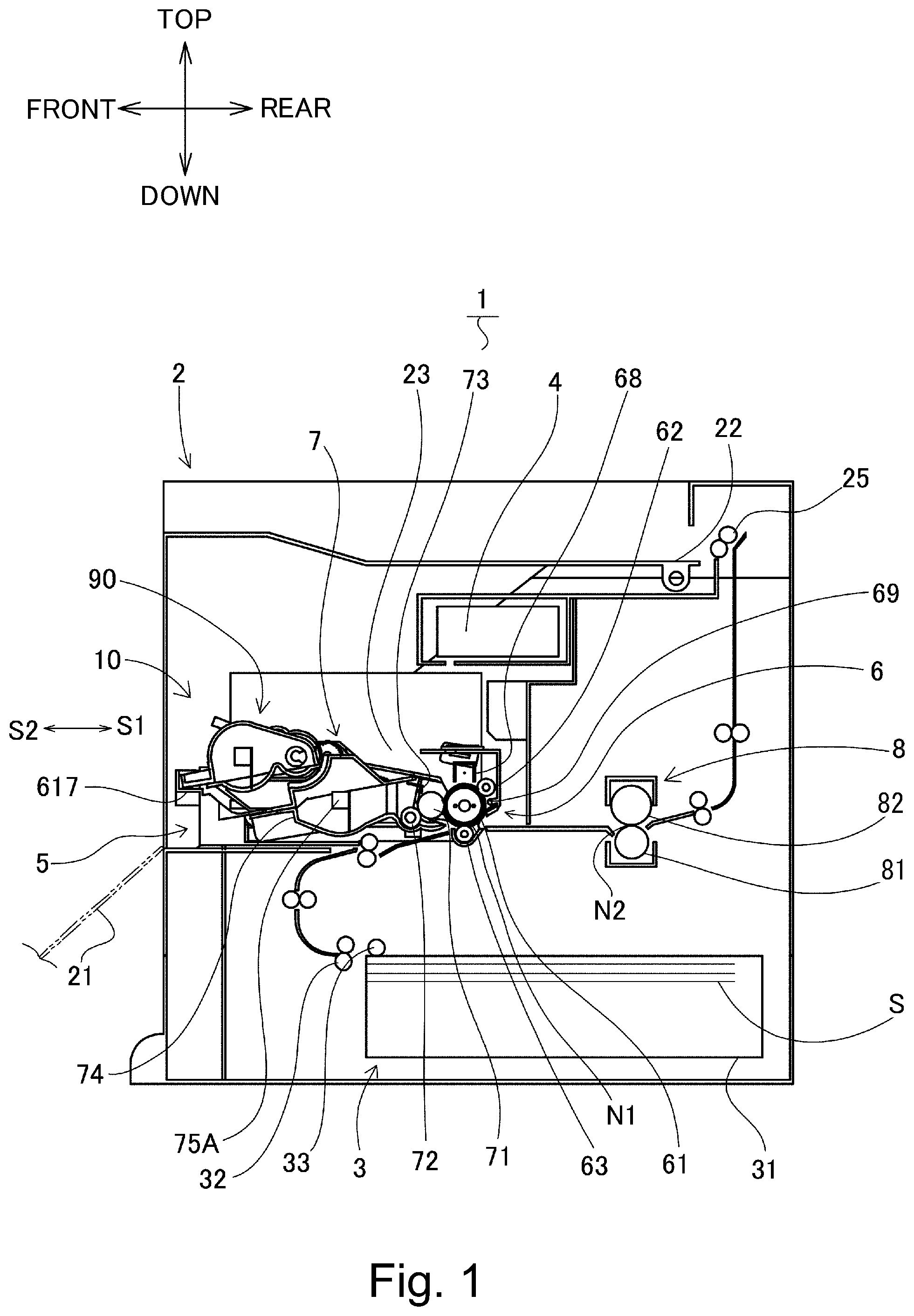 Patent US11782360 — Developer accommodating device, developing device, cartridge and image forming apparatus — Figure 1