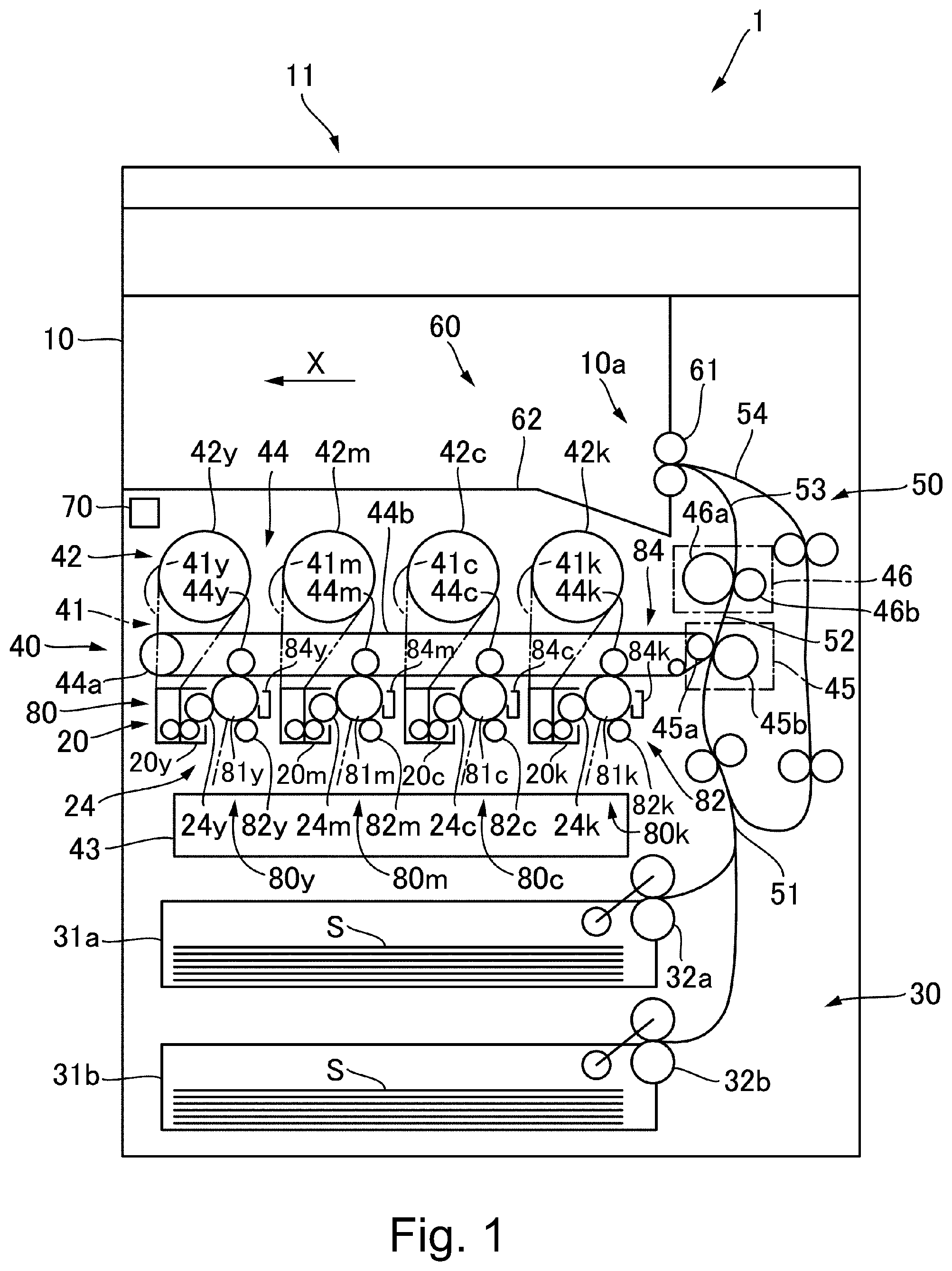 Patent US11782362 — Developing device — Figure 1