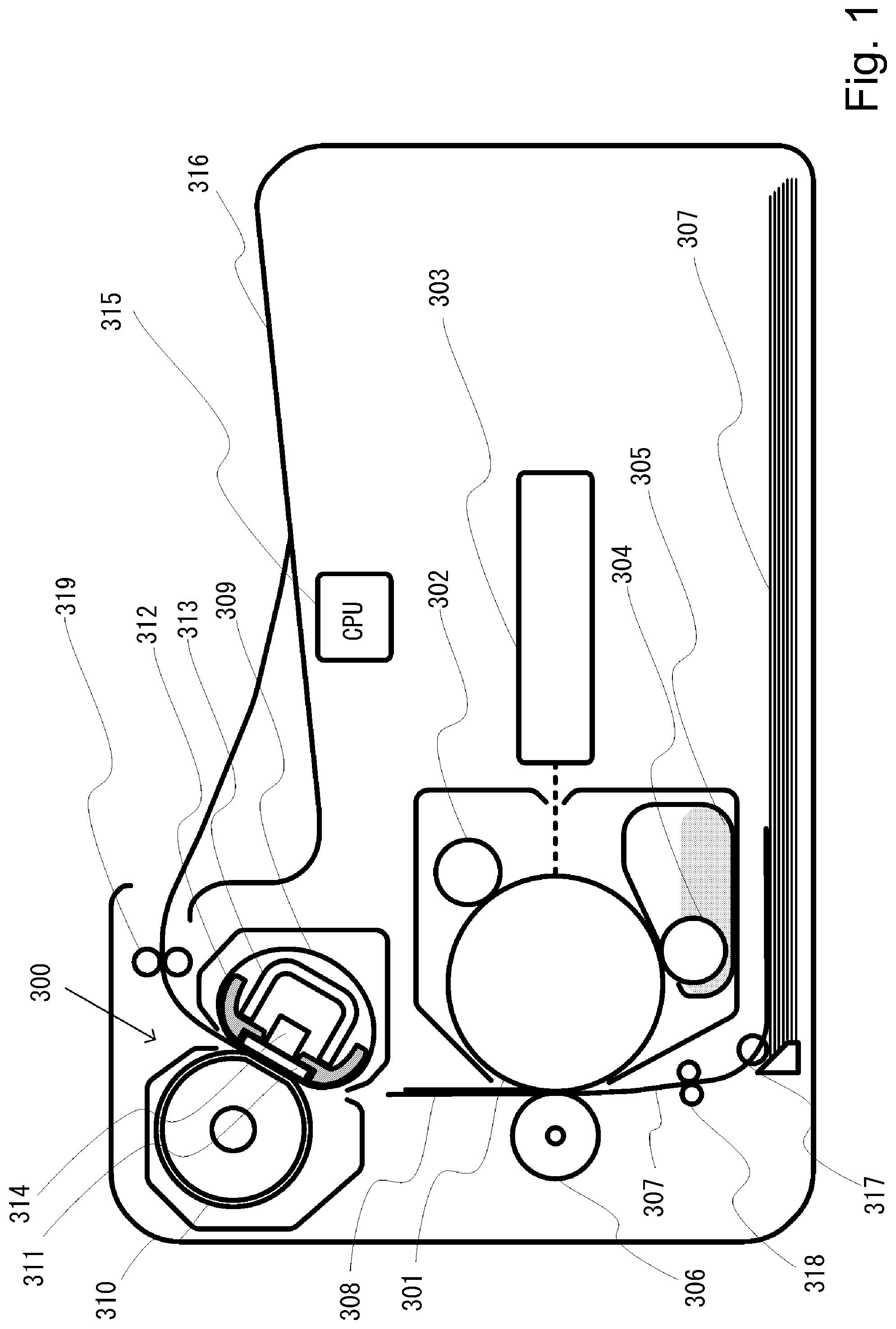 Patent US11782364 — Image forming apparatus with heat fixing device powered by bidirectional thyristor — Figure 1