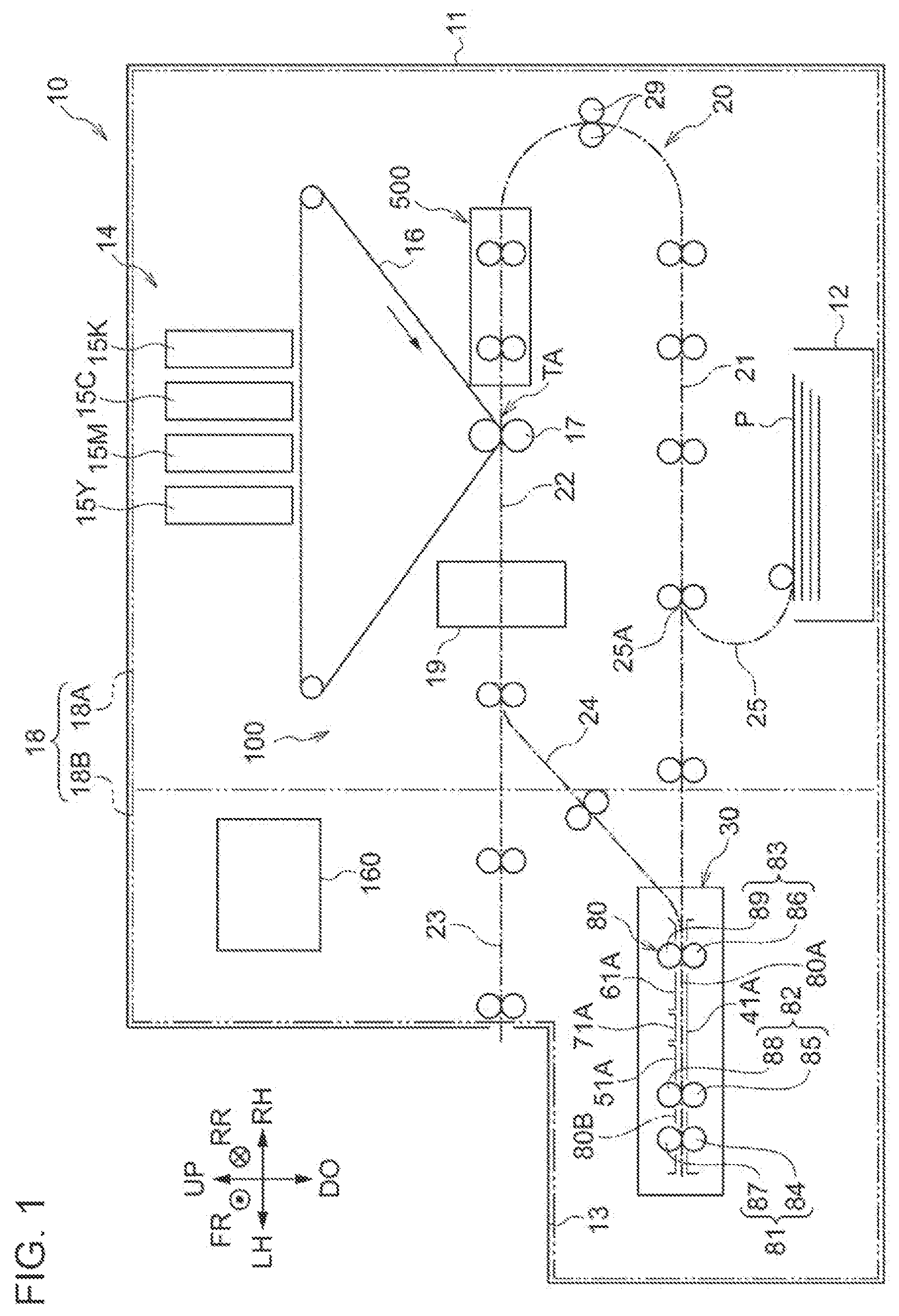 Patent US11782372 — Detection device, image forming apparatus, and non-transitory computer readable medium — Figure 1