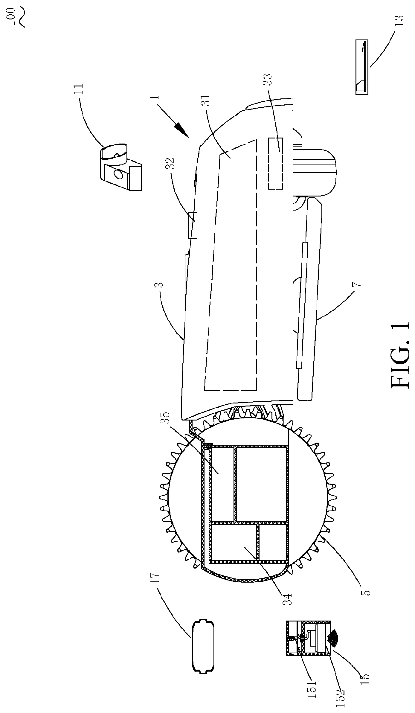 Patent US11782445 — Self-moving device, functional module, and automatic working system — Figure 1