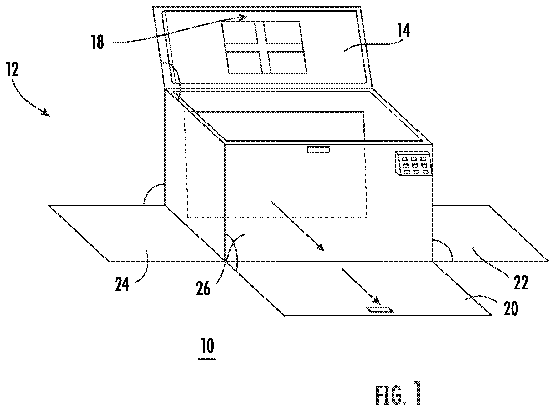 Patent US11782458 — Parcel deploying apparatus and vehicle delivery — Figure 1