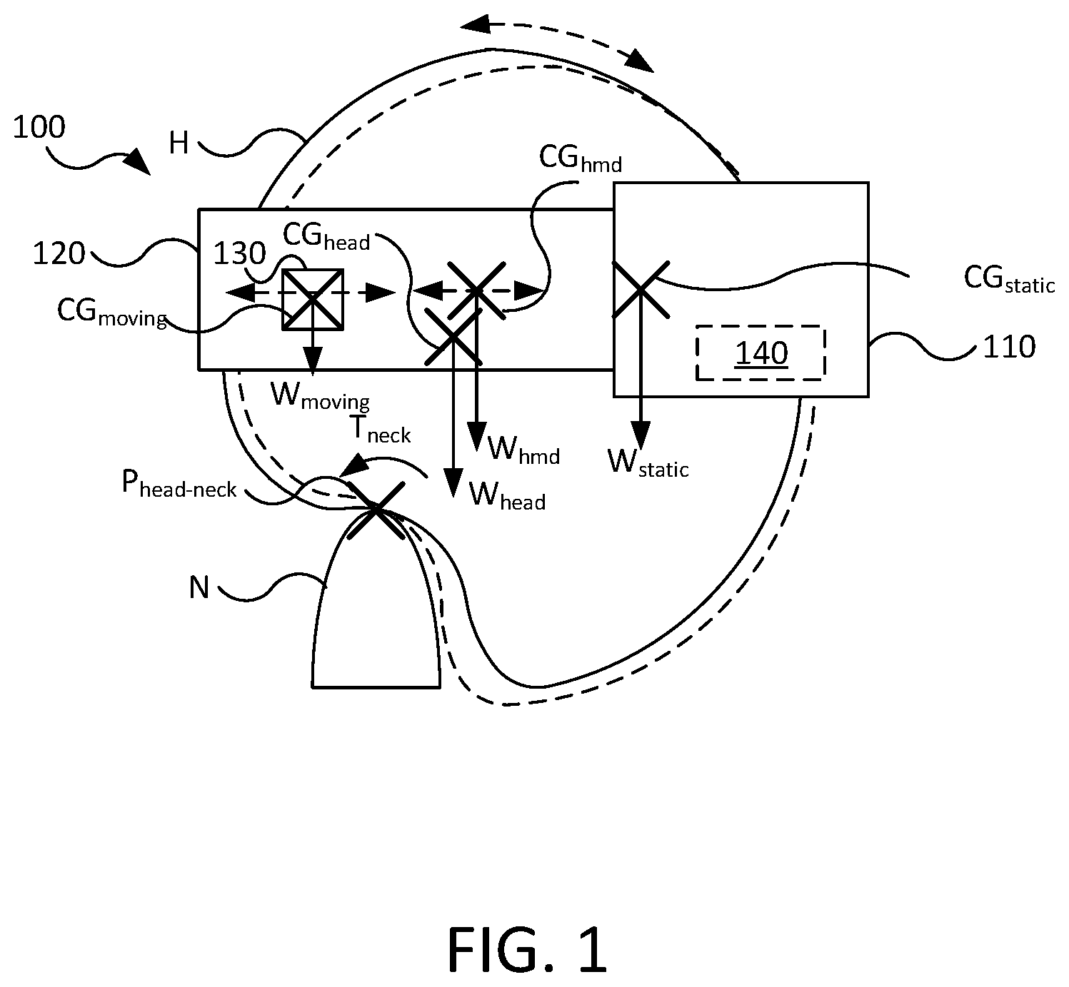 Patent US11782480 Figure 1 – Head-mounted display with changeable center of gravity