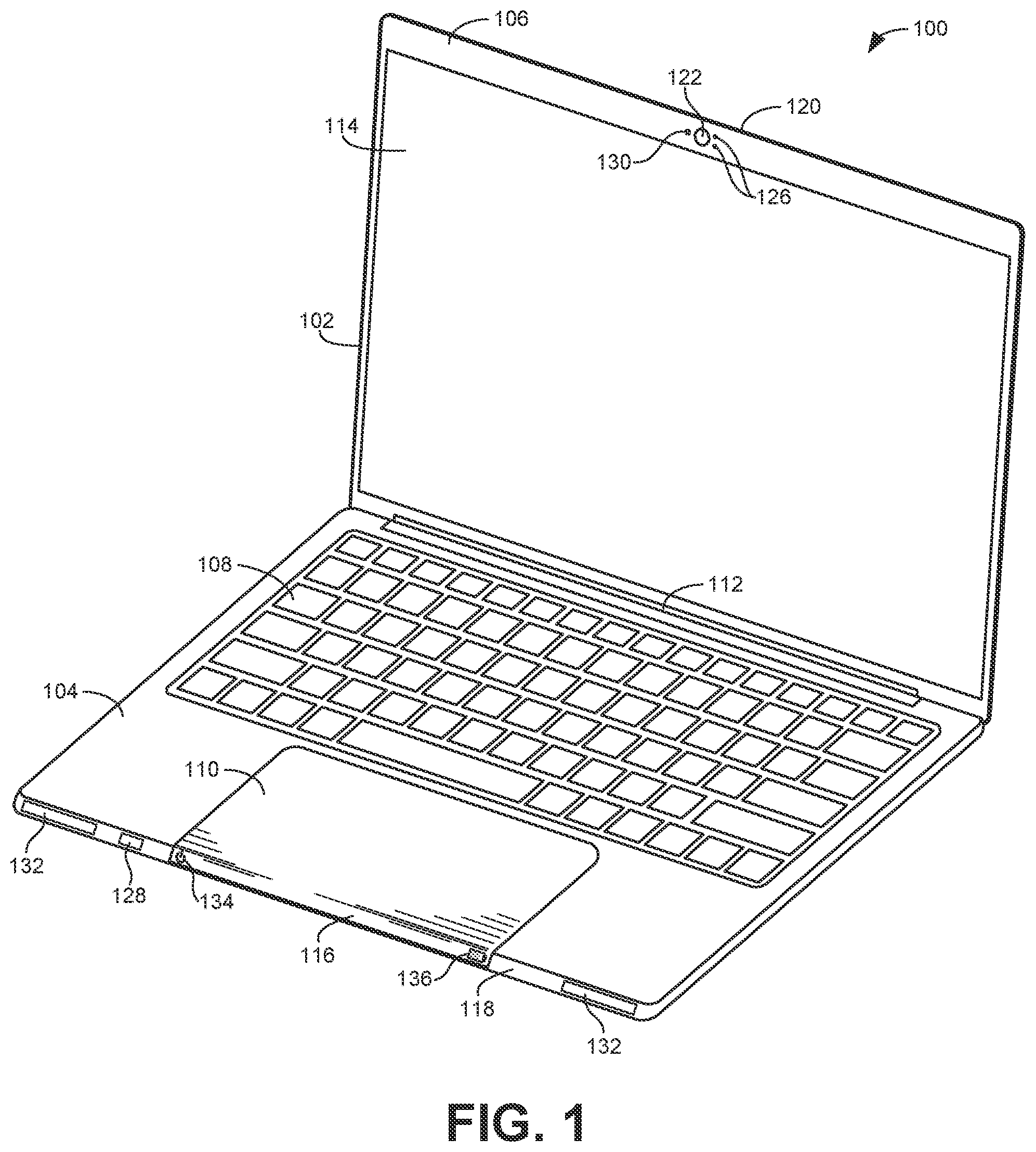 Patent US11782488 — Methods and apparatus to operate closed-lid portable computers — Figure 1
