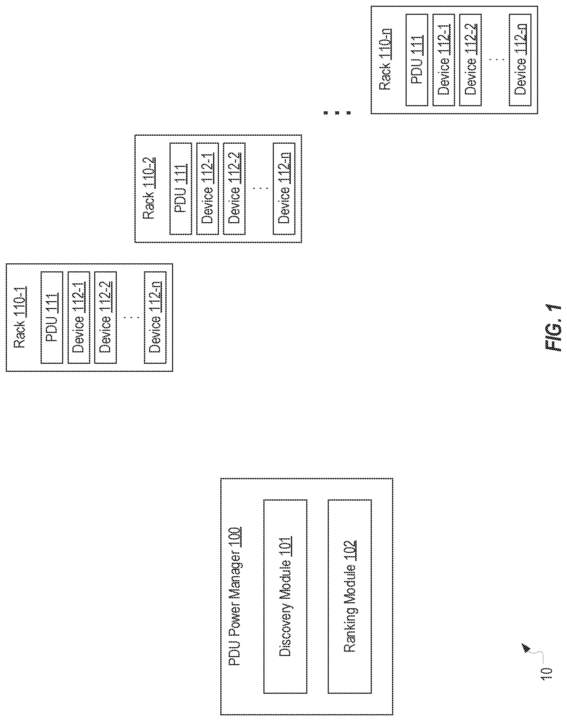 Patent US11782490 — Software-defined fail-safe power draw control for rack power distribution units — Figure 1