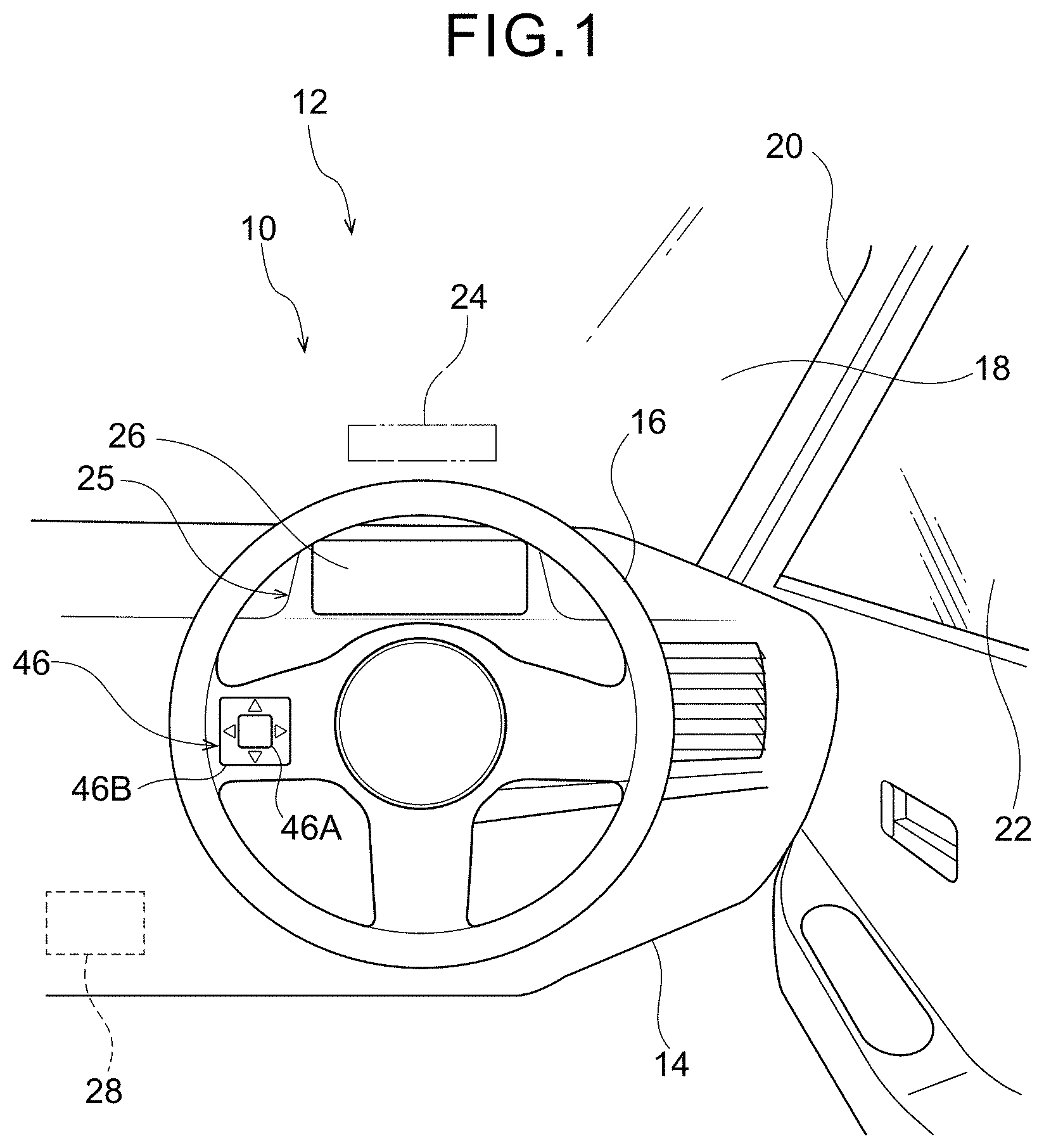 Patent US11782518 — Vehicle information display system — Figure 1