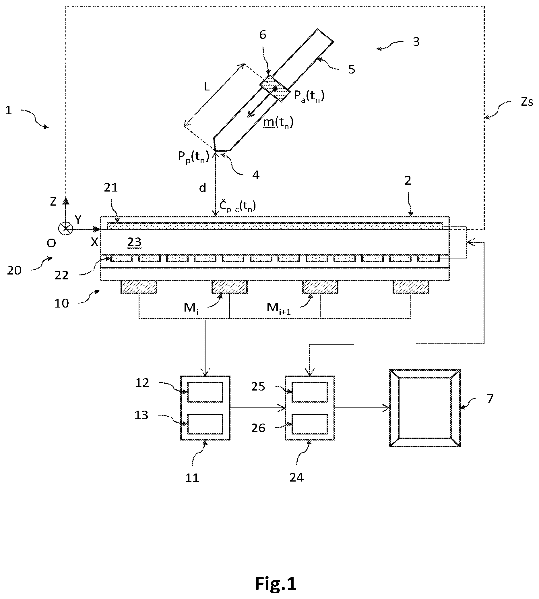 Patent US11782527 — System for recording a track traced by a utensil over a writing surface — Figure 1