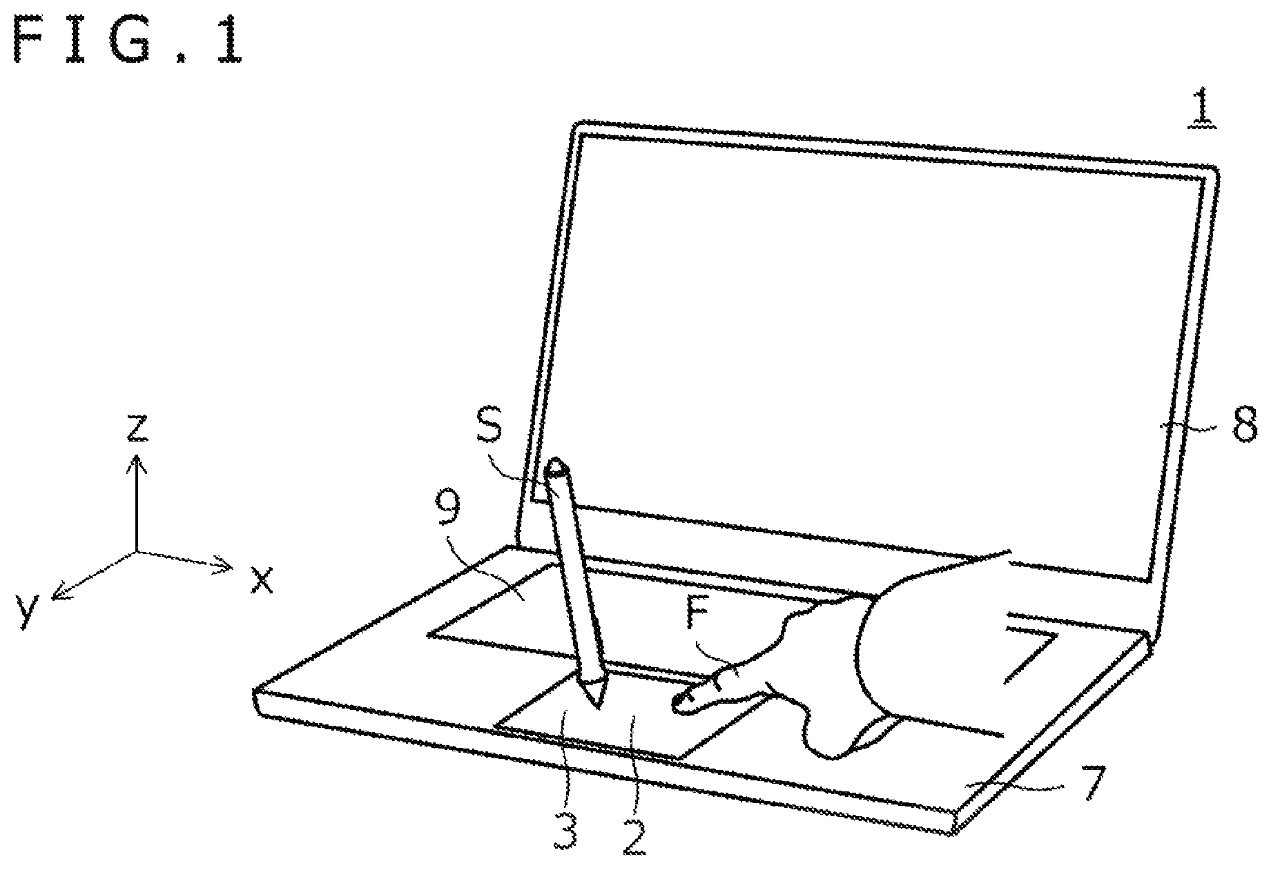 Patent US11782530 — Touch pad and computer — Figure 1