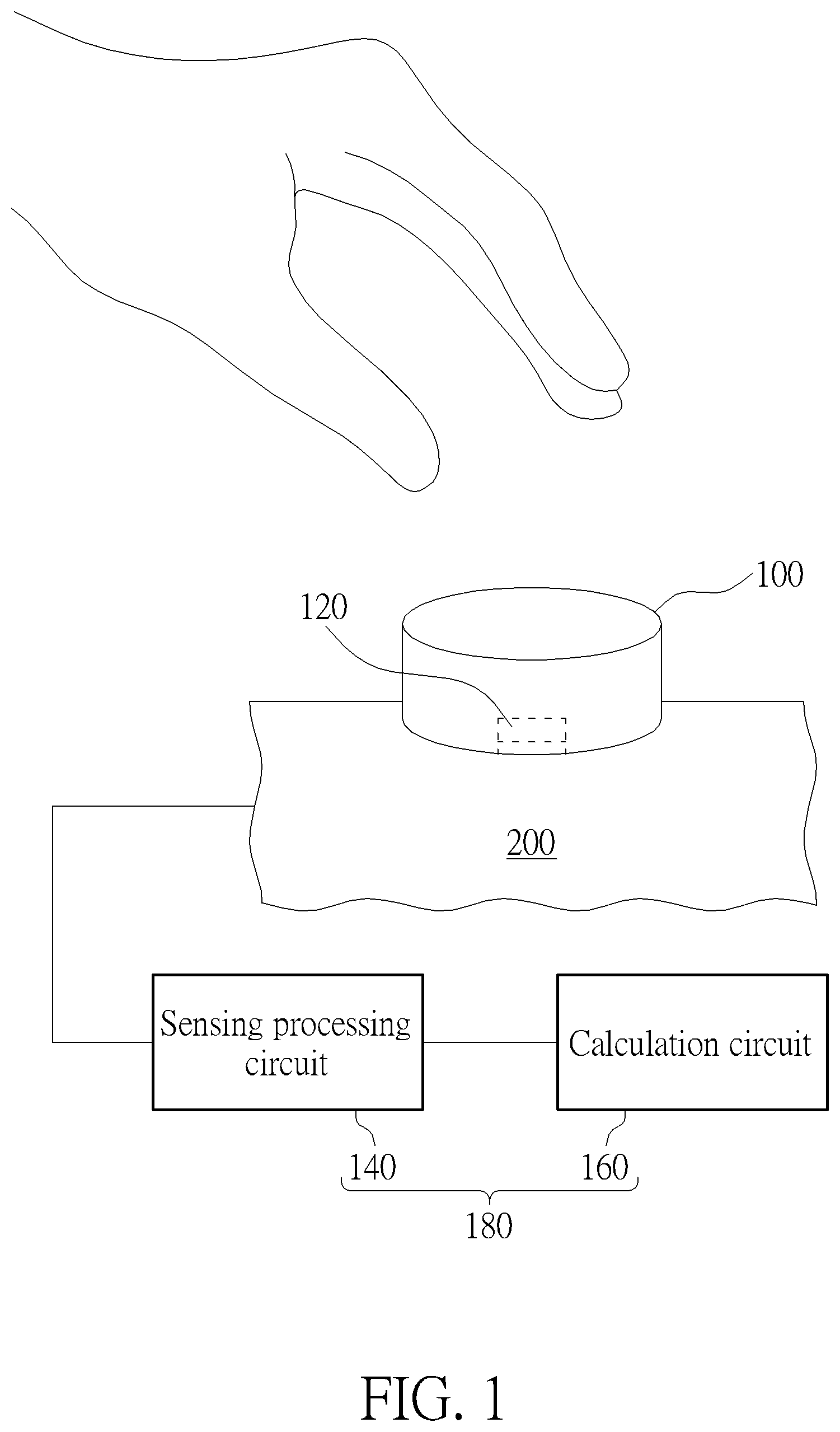 Patent US11782532 — Calibration method and calibration apparatus for knob applicable to touch panel — Figure 1