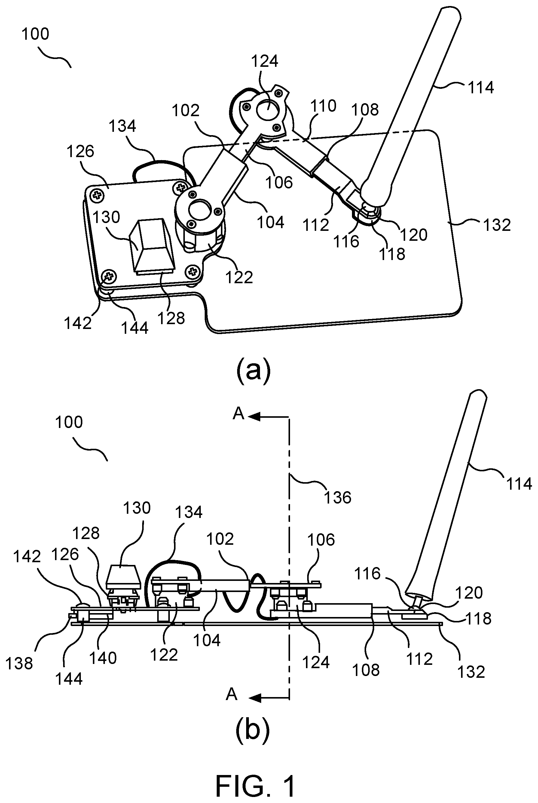 Patent US11782537 — Method and apparatus of computer inputting using an open kinetic chain — Figure 1