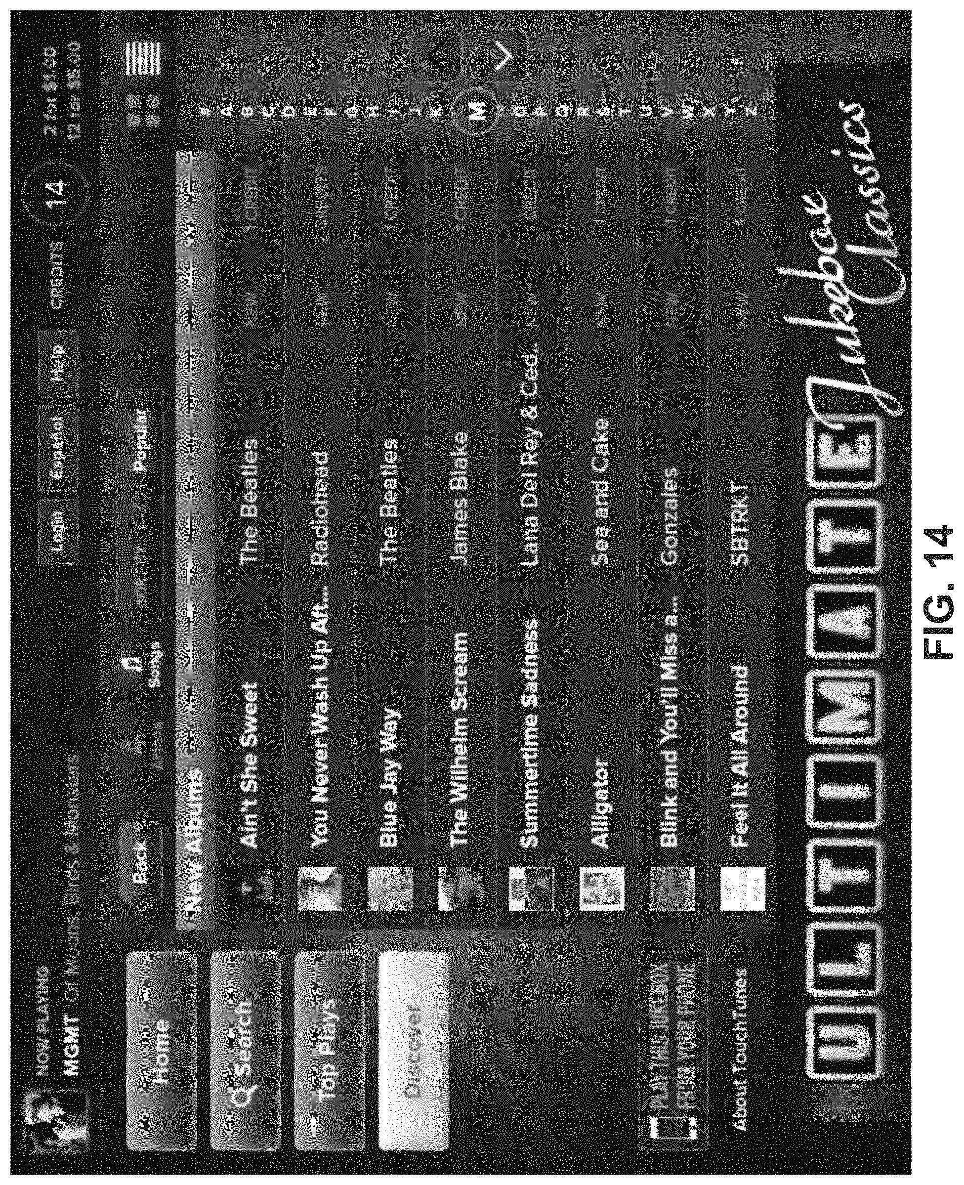 Patent US11782538 Figure 14 – Digital jukebox device with improved user interfaces, and associated methods