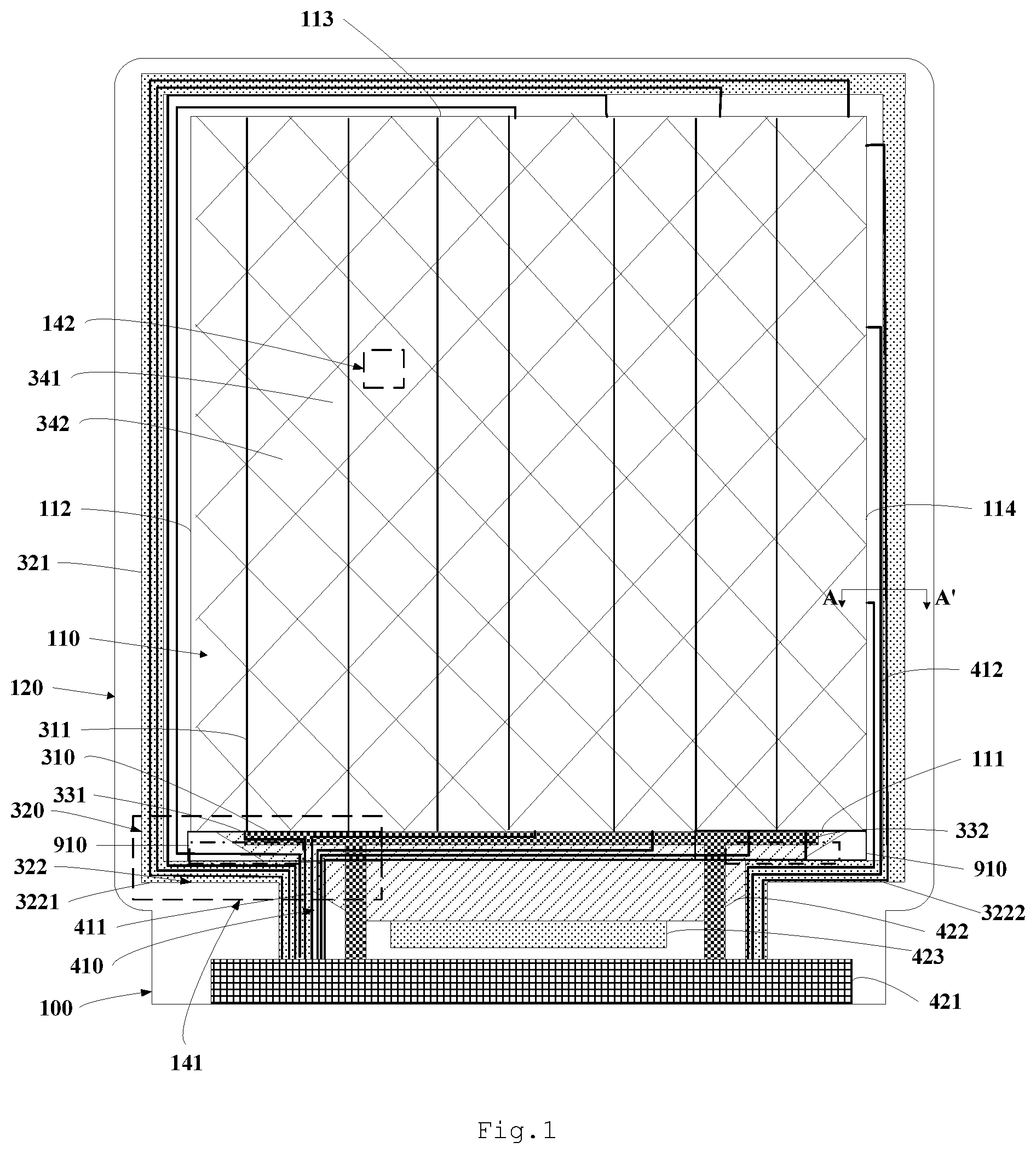 Patent US11782547 — Display substrate and manufacturing method therefor, and display device — Figure 1