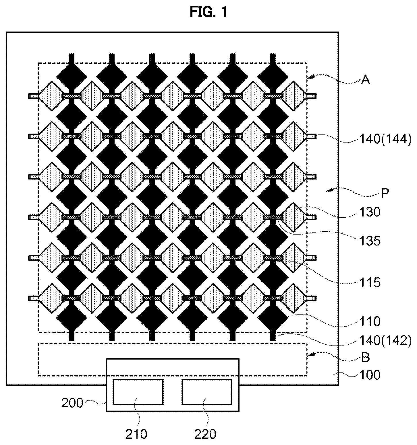 Patent US11782564 — Touch sensor-antenna module and display device including the same — Figure 1
