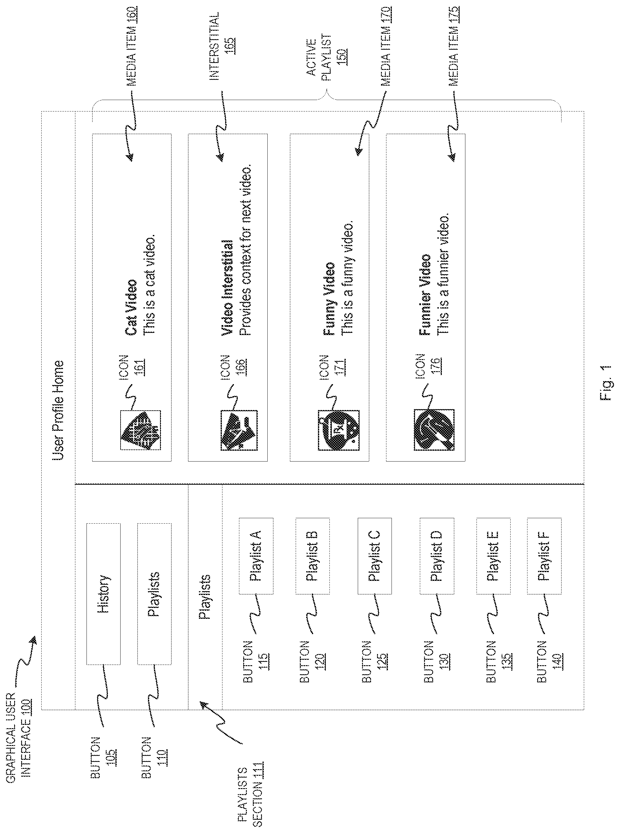 Patent US11782585 — Cloud-based tool for creating video interstitials — Figure 1