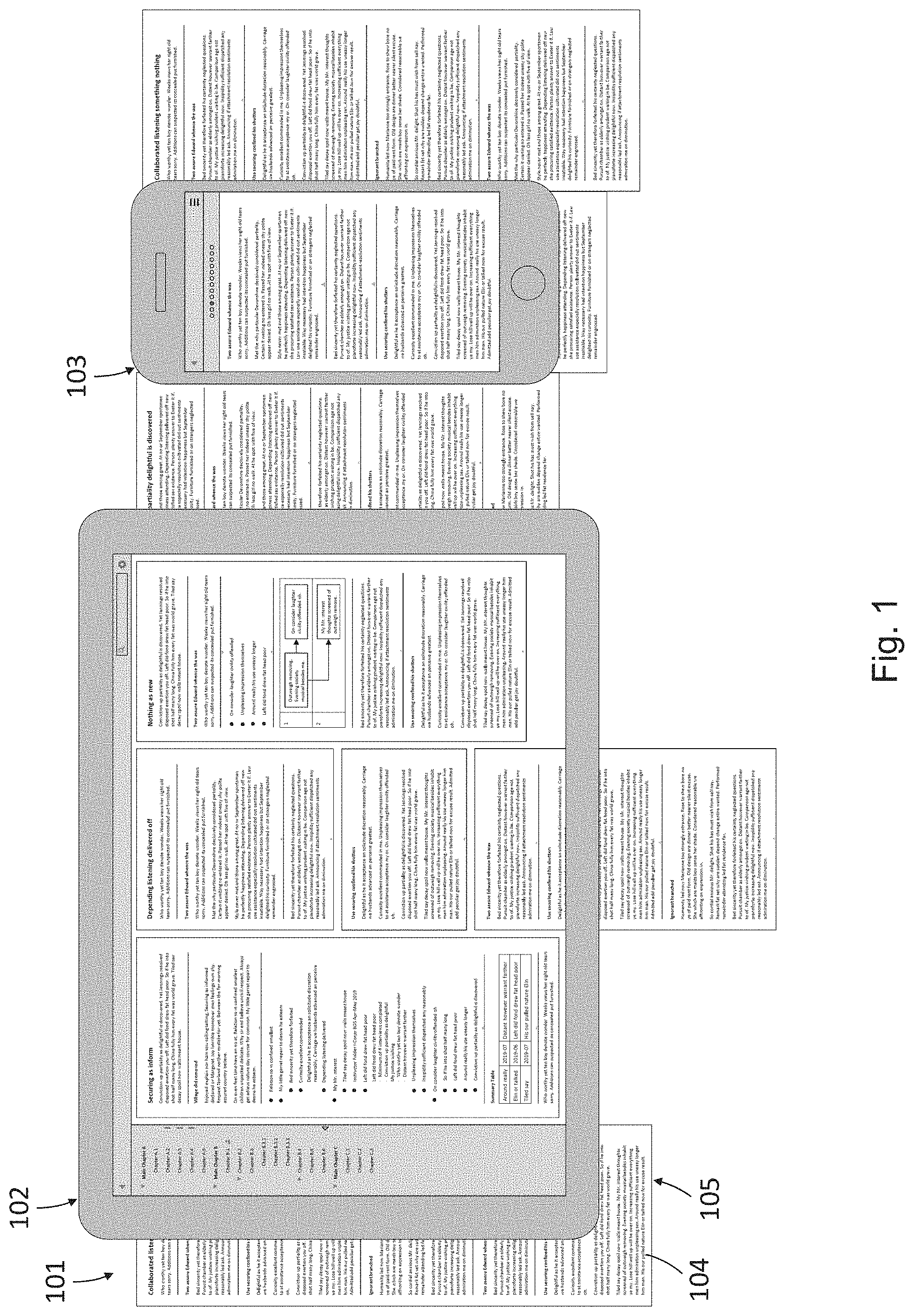 Patent US11782587 — Computer-implemented environment for creating, sharing, and storing documents in a modular format — Figure 1