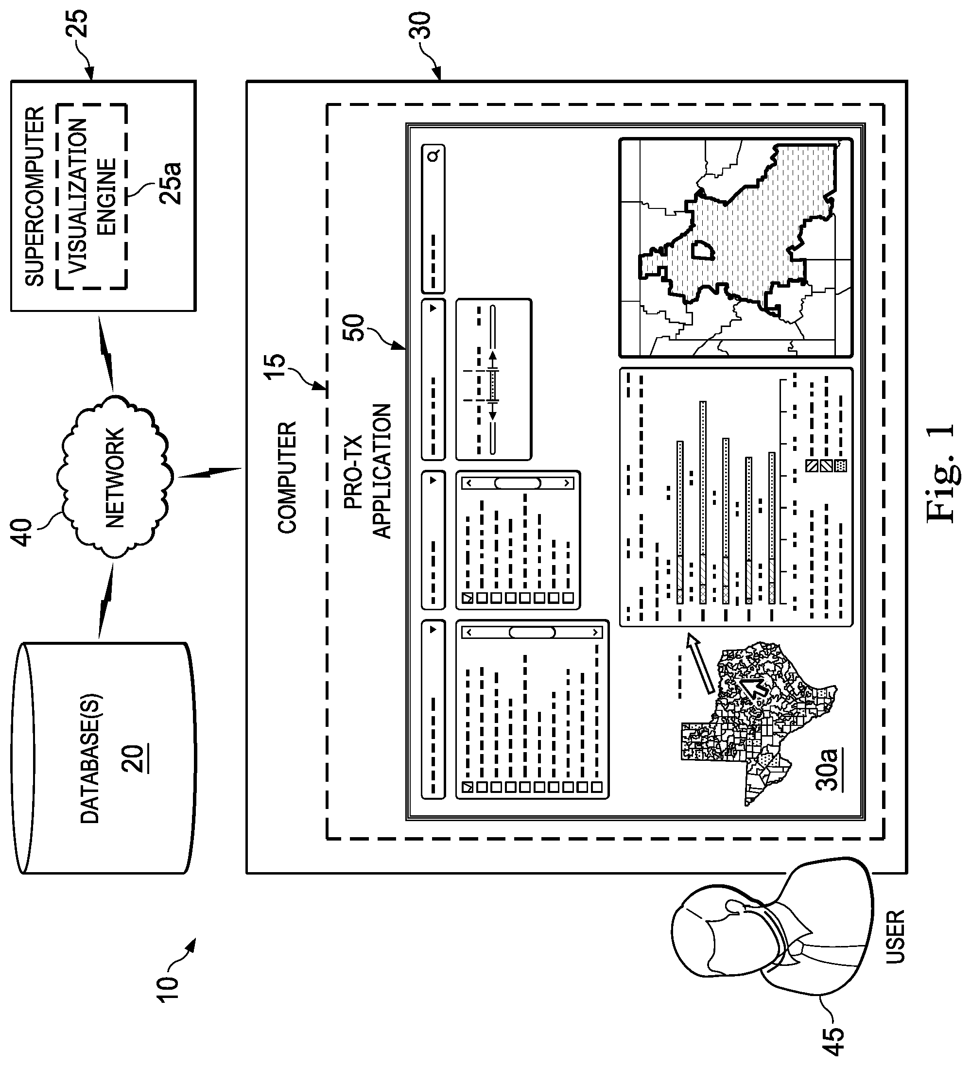 Patent US11782588 — Method and system for displaying a resource layer and a need layer over a selected geographical area — Figure 1